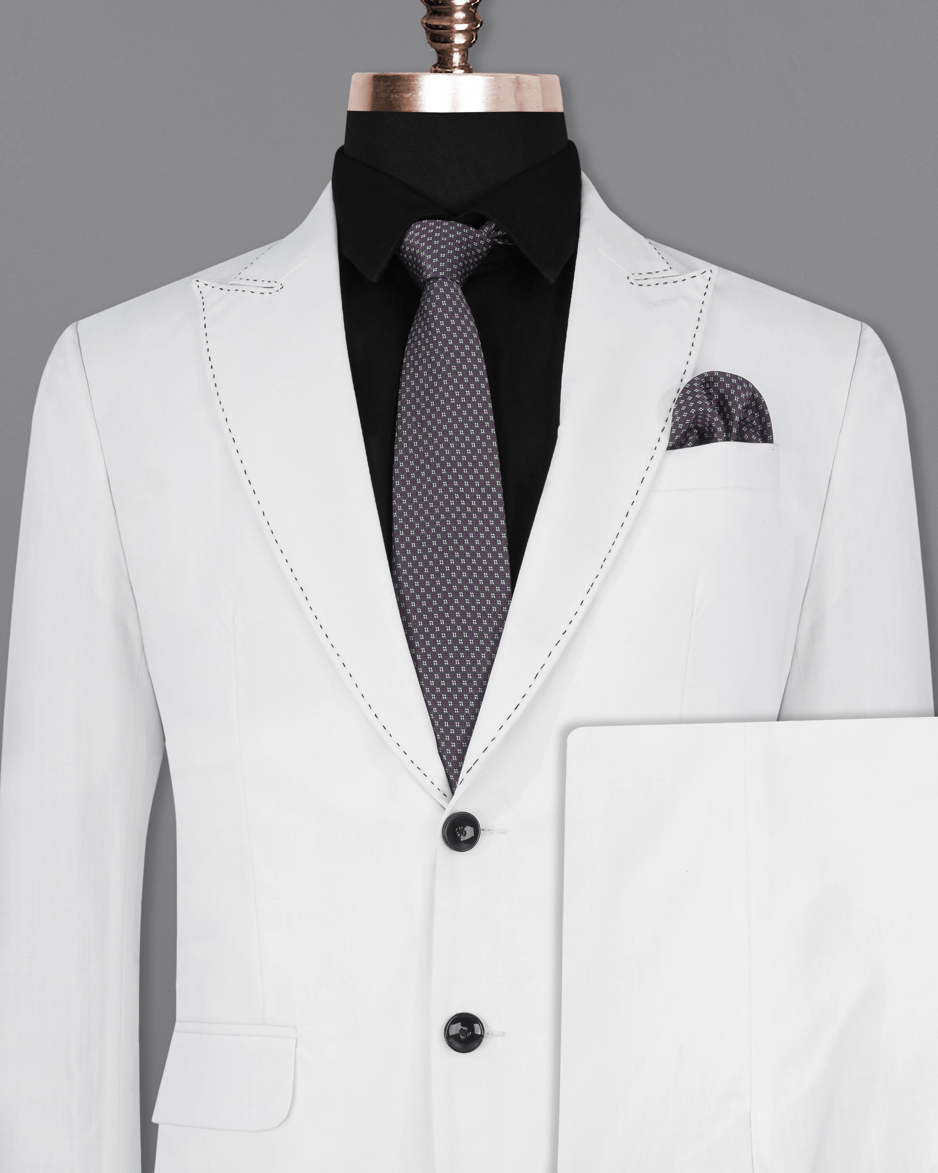 Bright White Single Breasted Premium Cotton Designer Suit