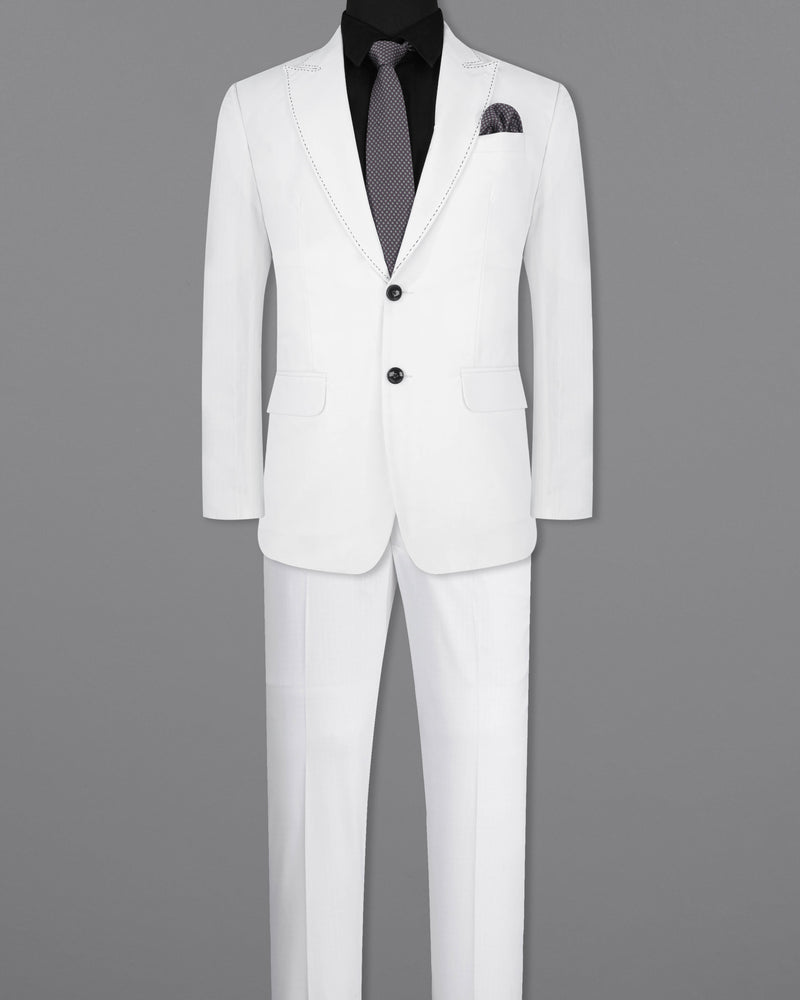 Bright White Single Breasted Premium Cotton Designer Suit