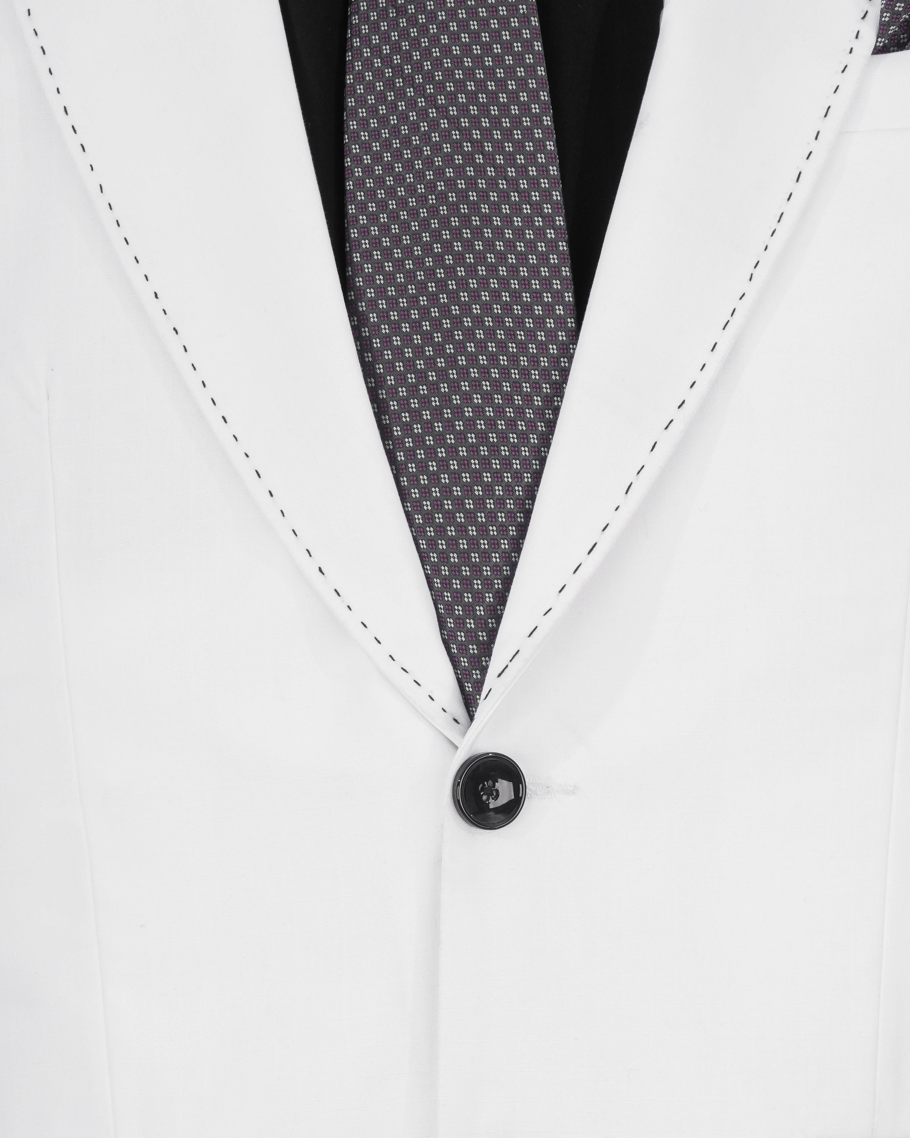 Bright White Single Breasted Premium Cotton Designer Suit