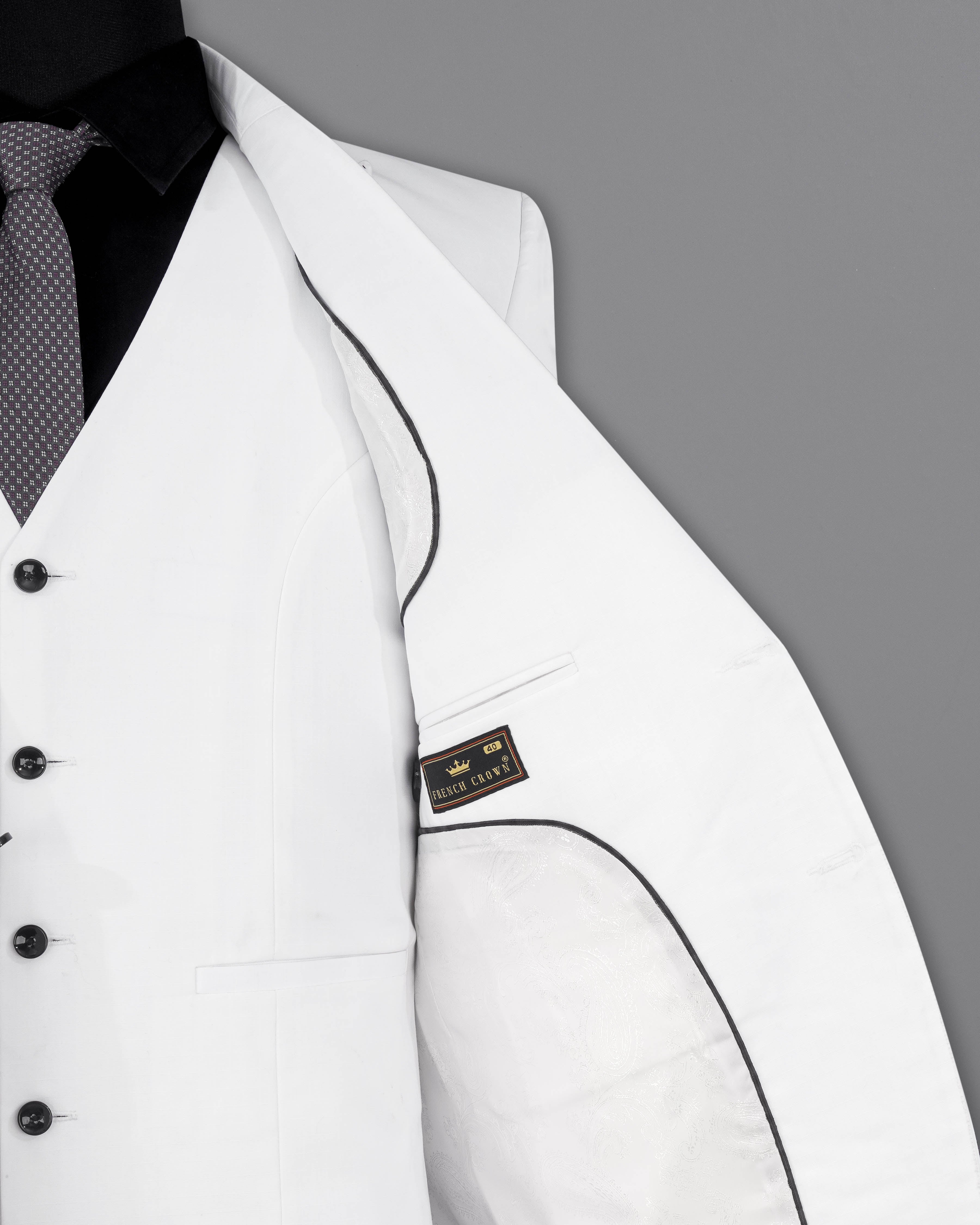 Bright White Single Breasted Premium Cotton Designer Suit