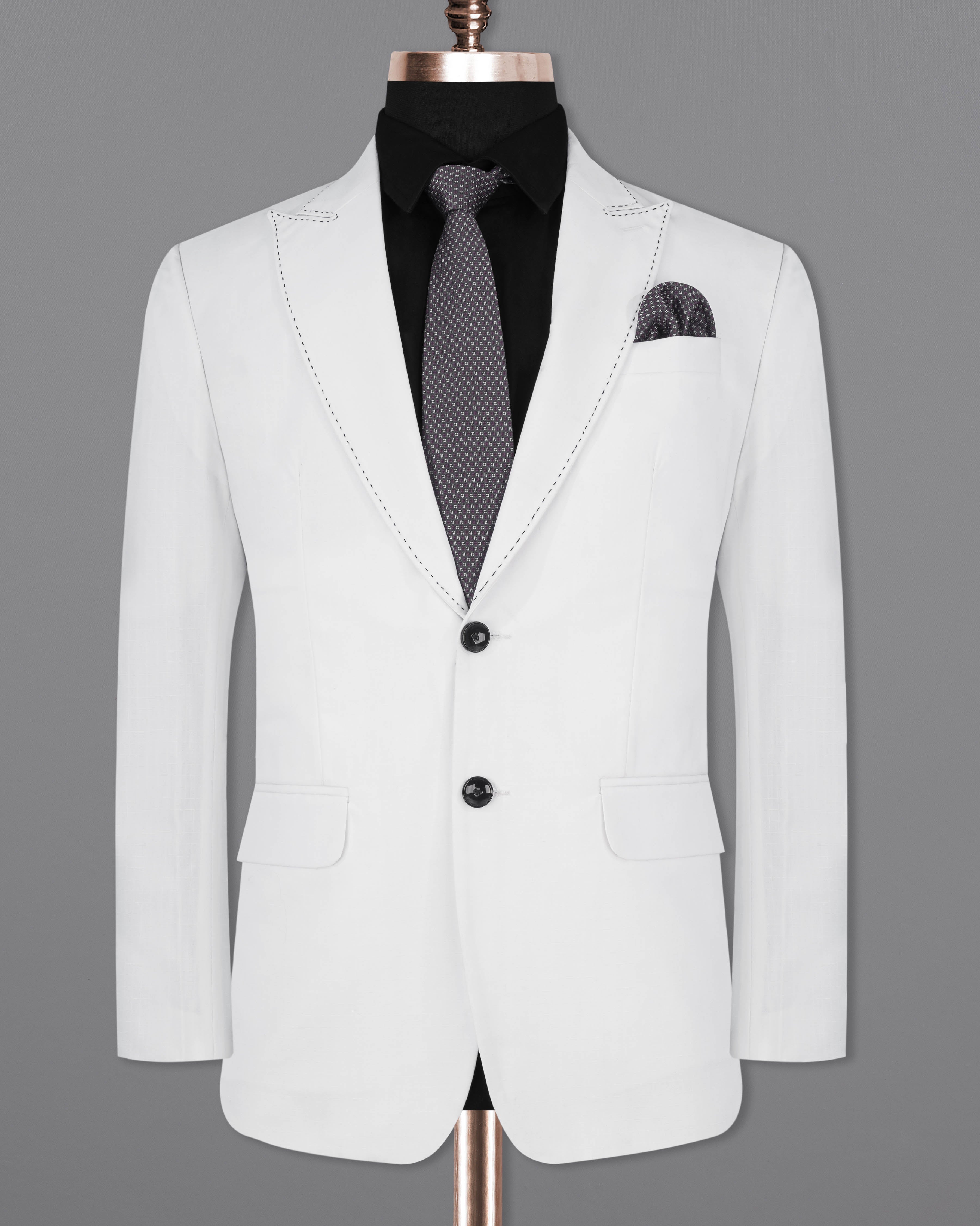 Bright White Single Breasted Premium Cotton Designer Suit