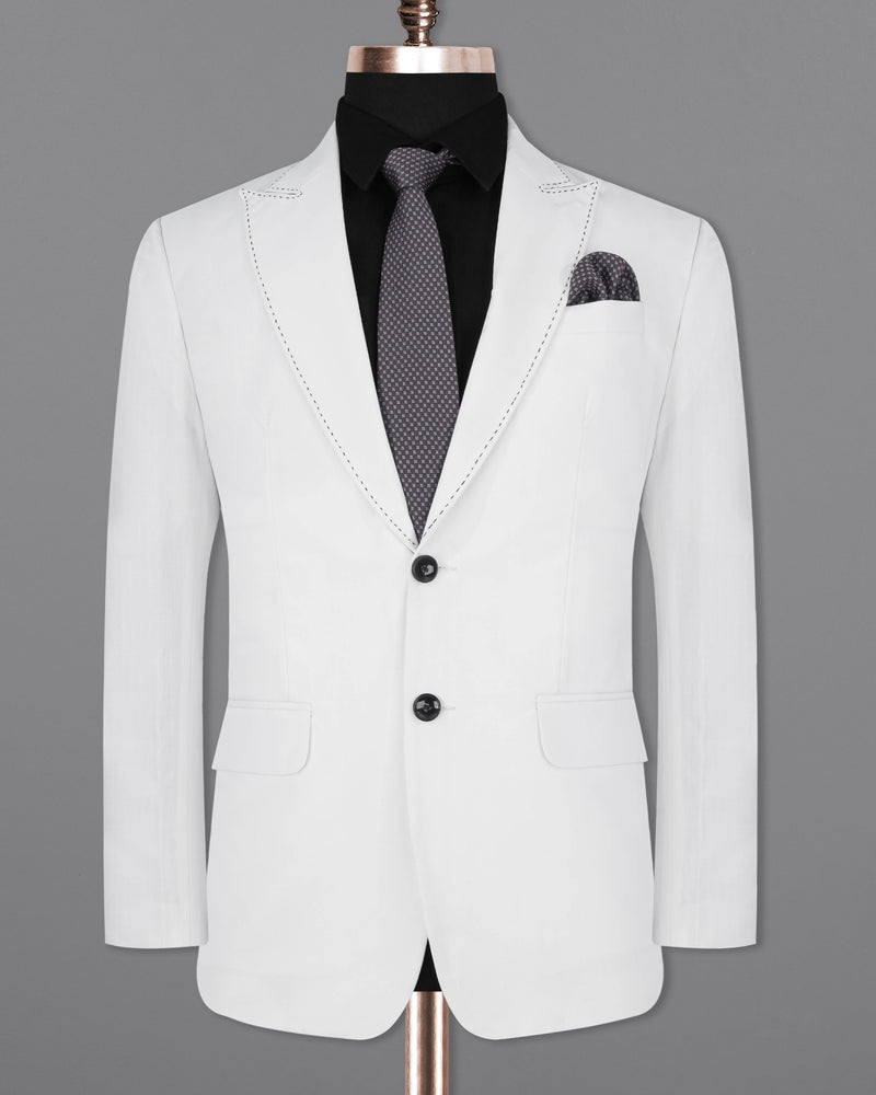 Bright White Single Breasted Premium Cotton Designer Suit