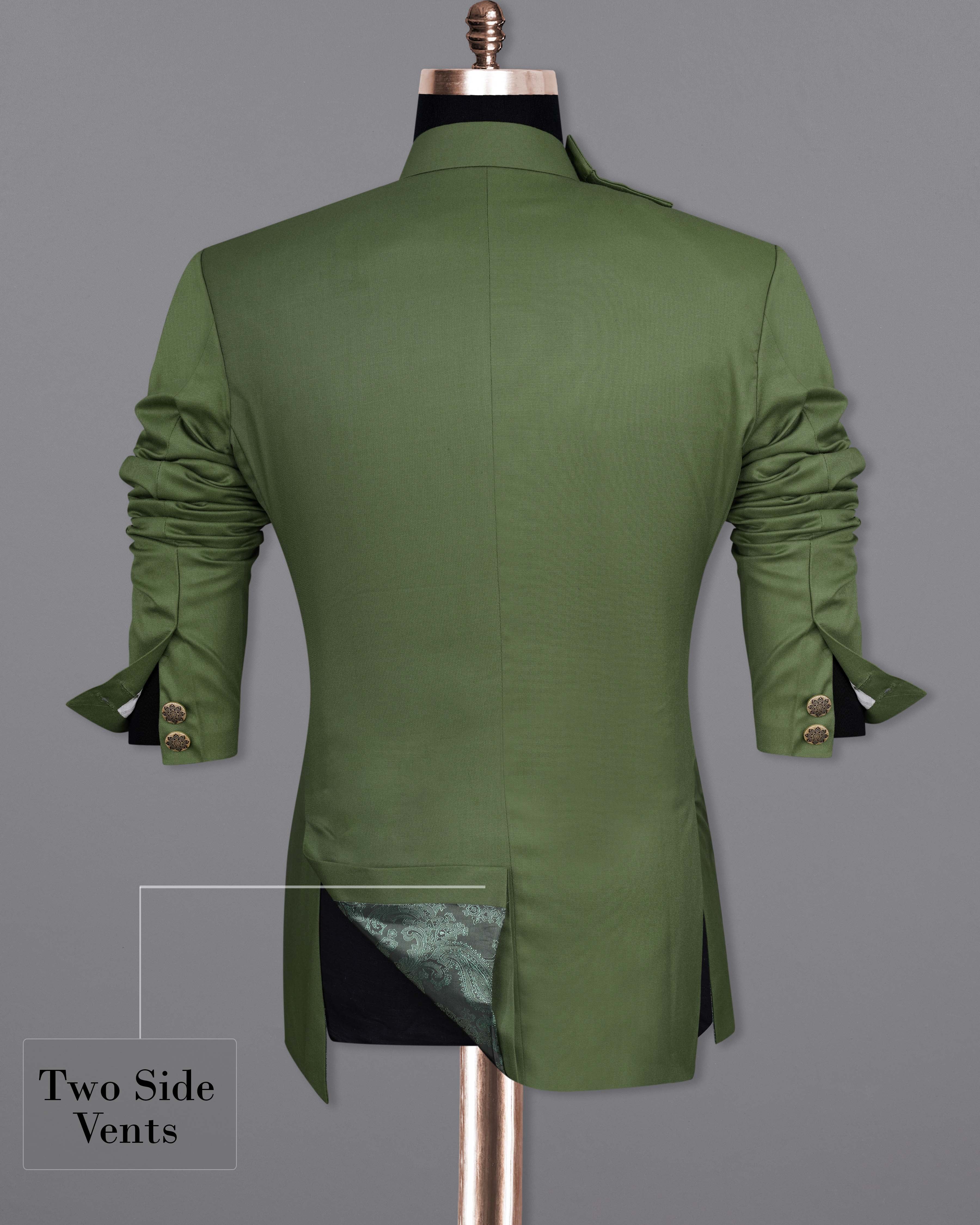 Cactus Green Cross Placket Bandhgala Suit