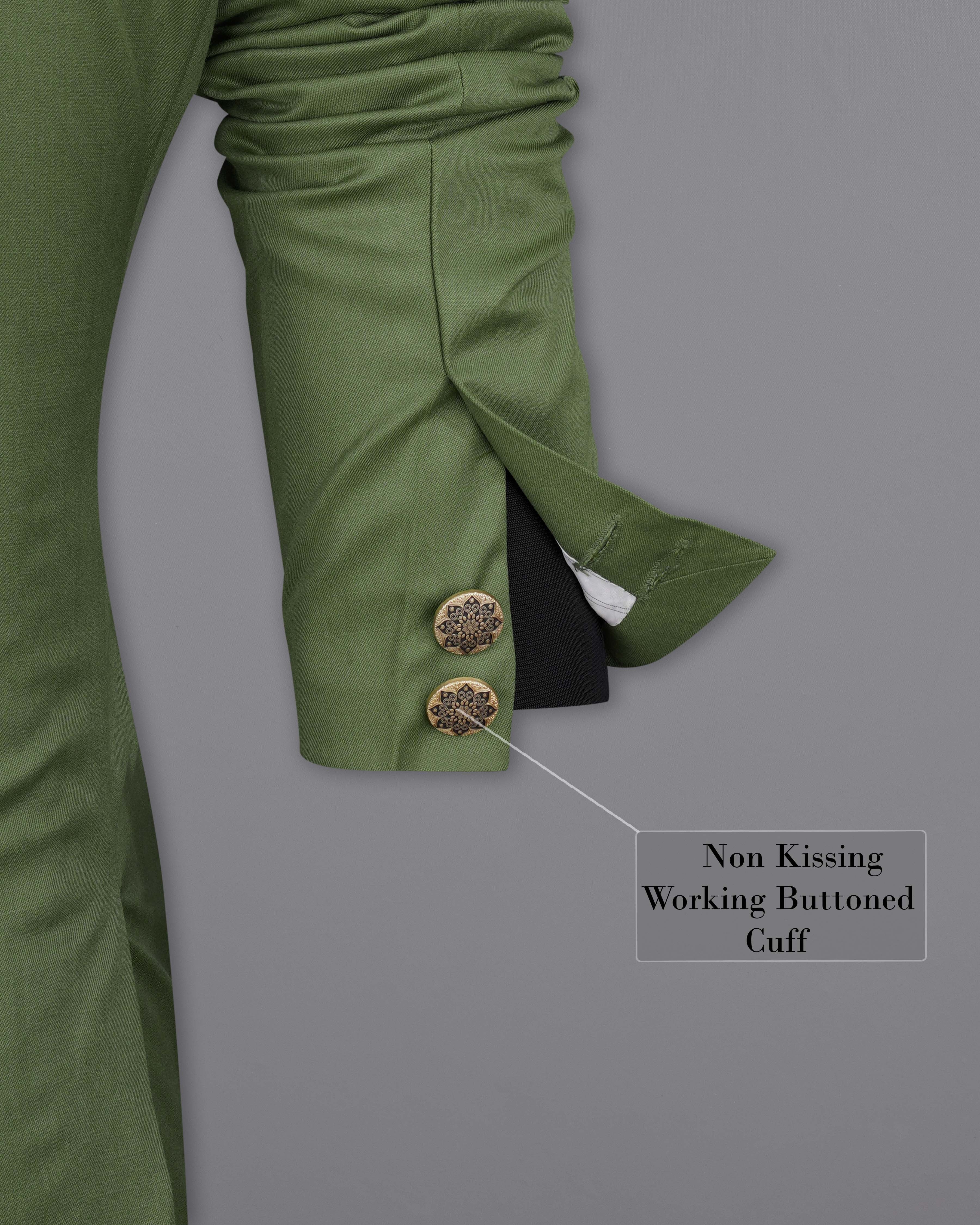 Cactus Green Cross Placket Bandhgala Suit