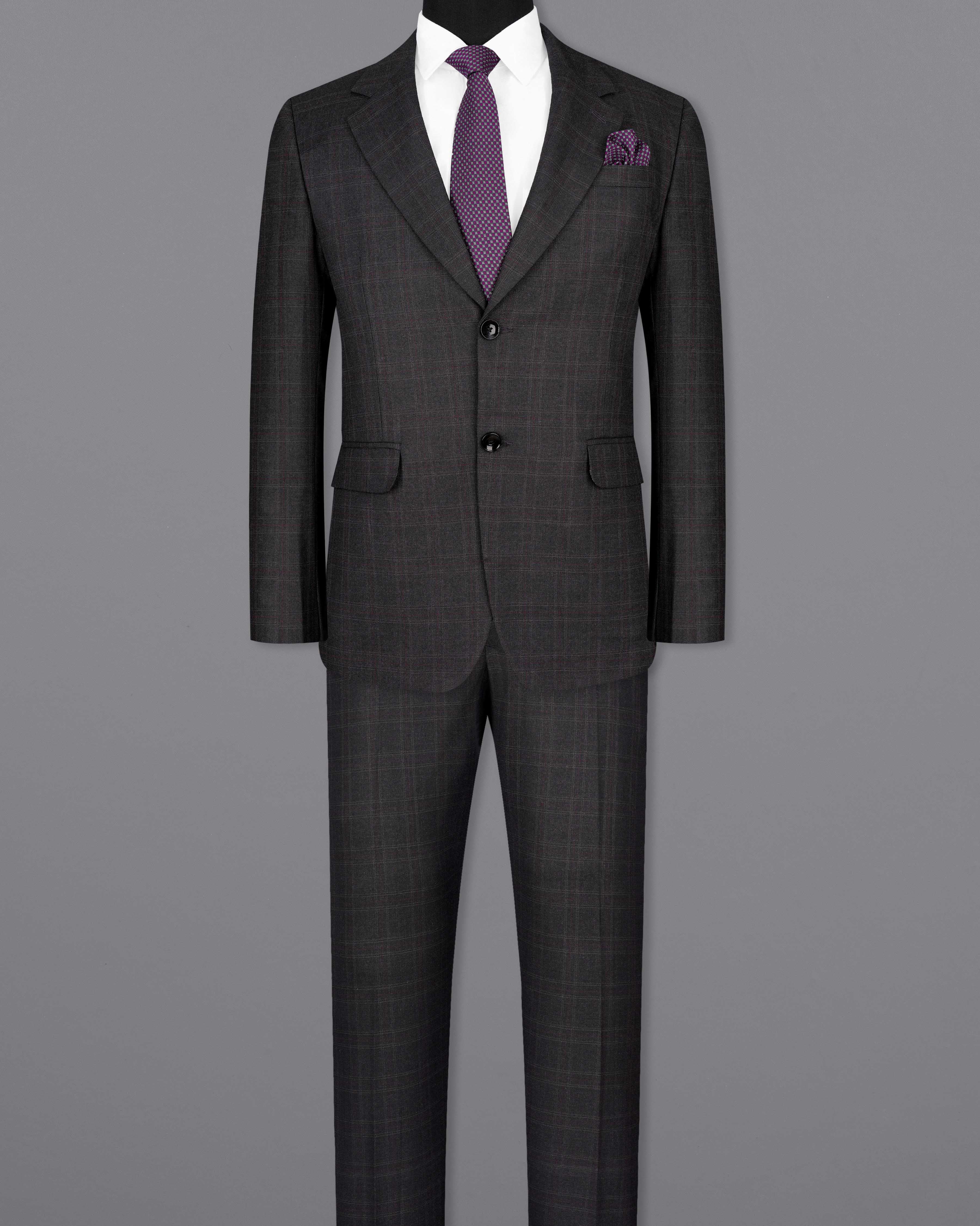 Nero Grey Subtle Plaid Single-Breasted Suit