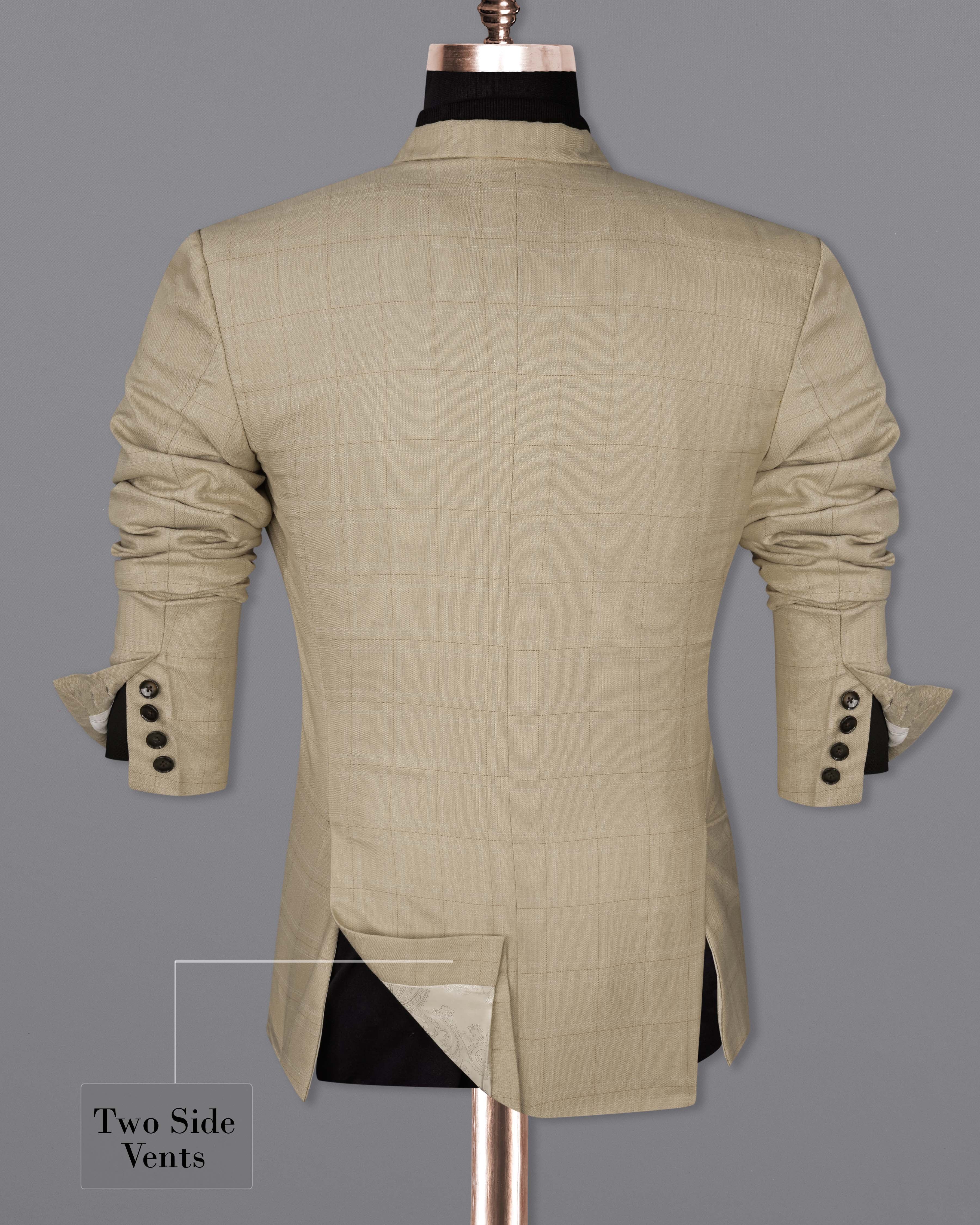 Bronco Cream Windowpane Double Breasted Sports Suit