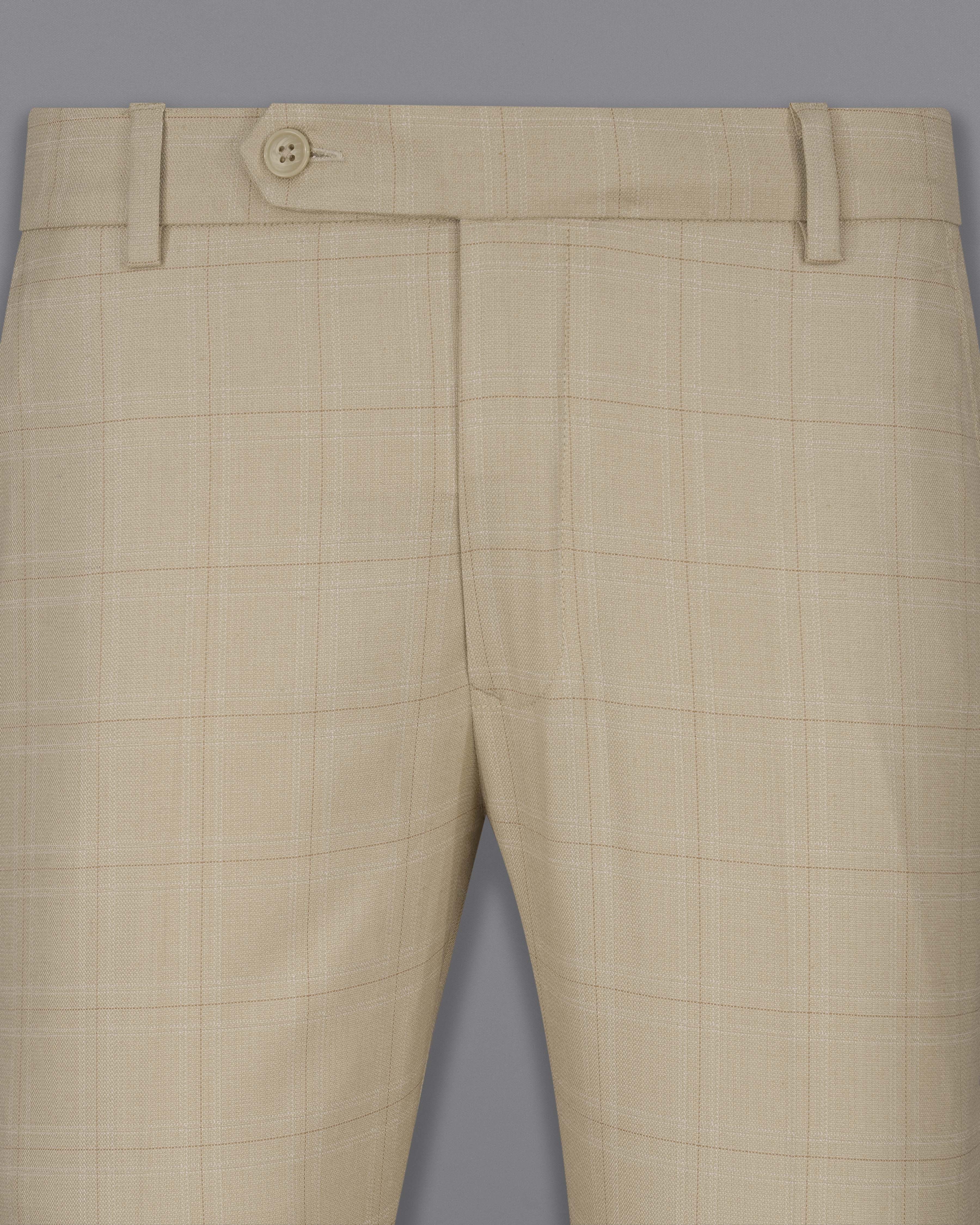 Bronco Cream Windowpane Double Breasted Sports Suit