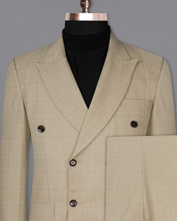 Bronco Cream Windowpane Double Breasted Sports Suit