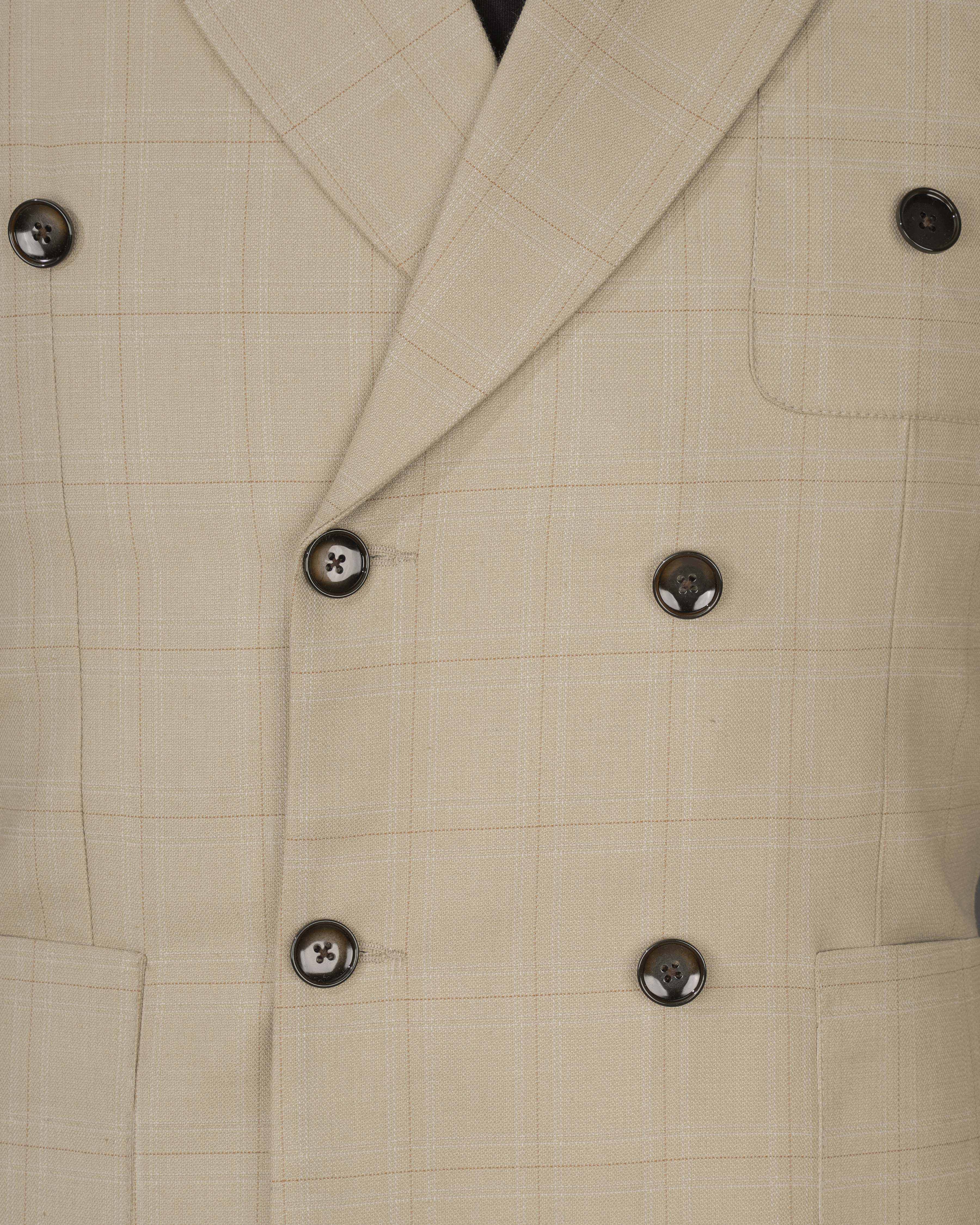 Bronco Cream Windowpane Double Breasted Sports Suit