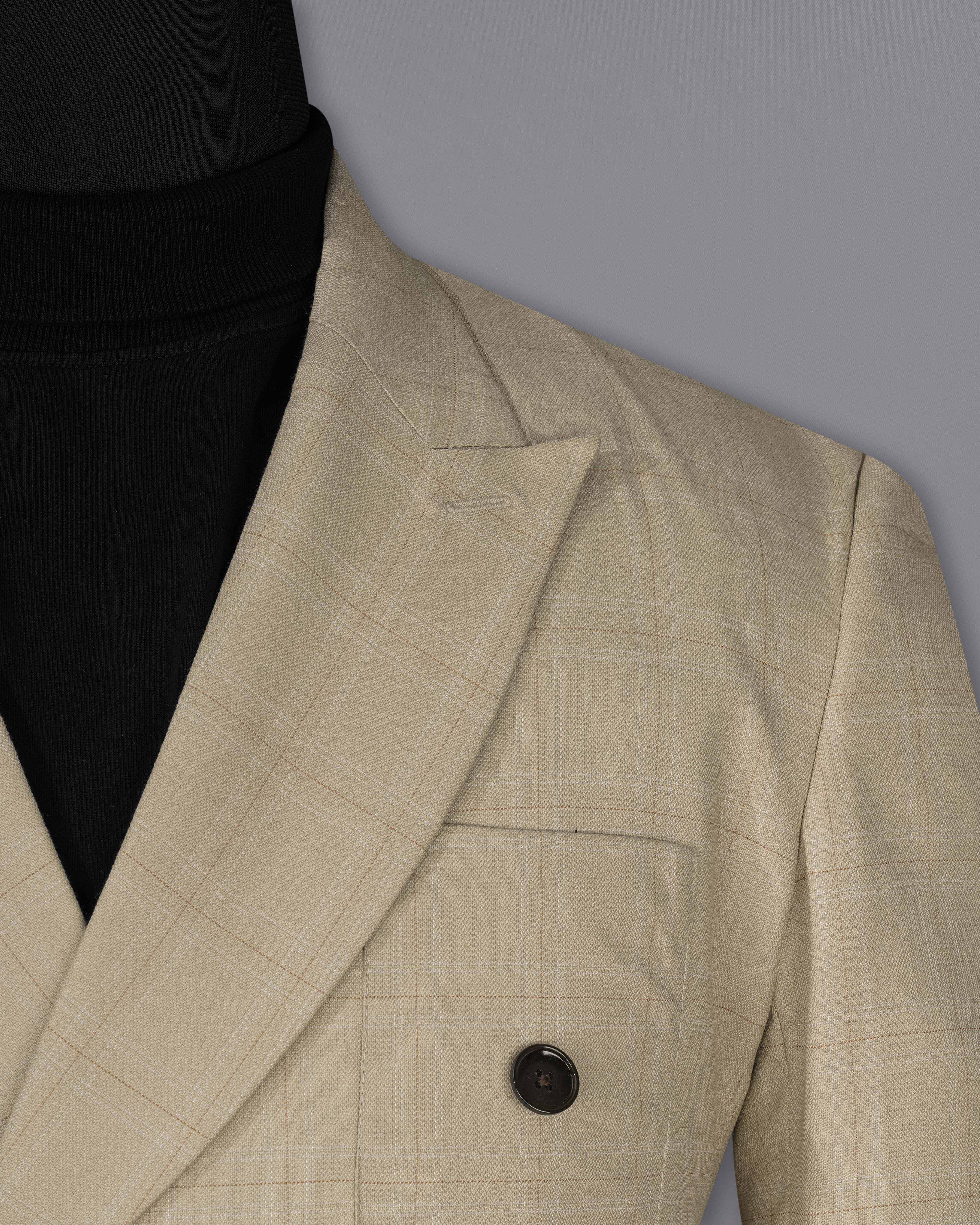 Bronco Cream Windowpane Double Breasted Sports Suit