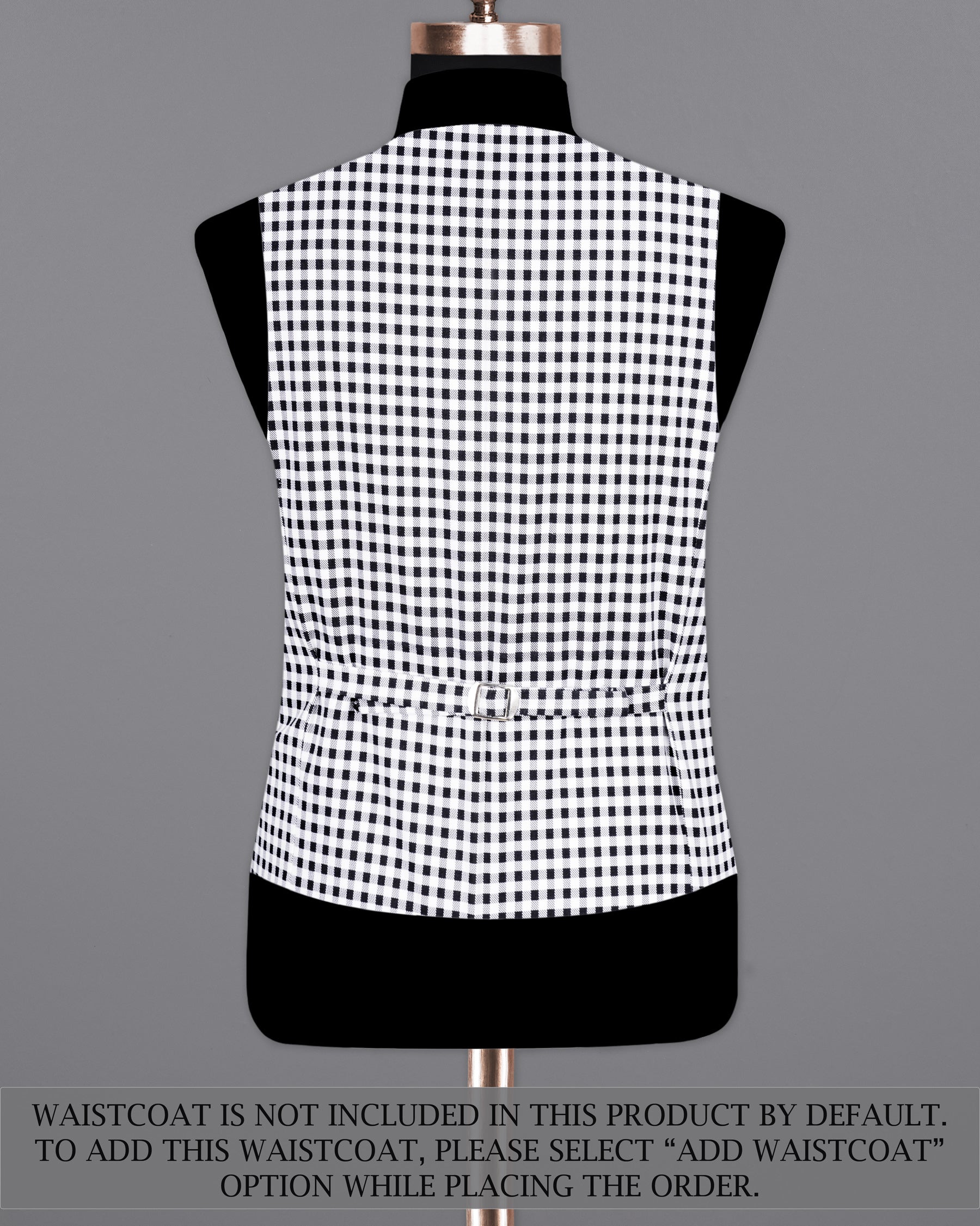 White and Black Mini Checkered Single Breasted Suit