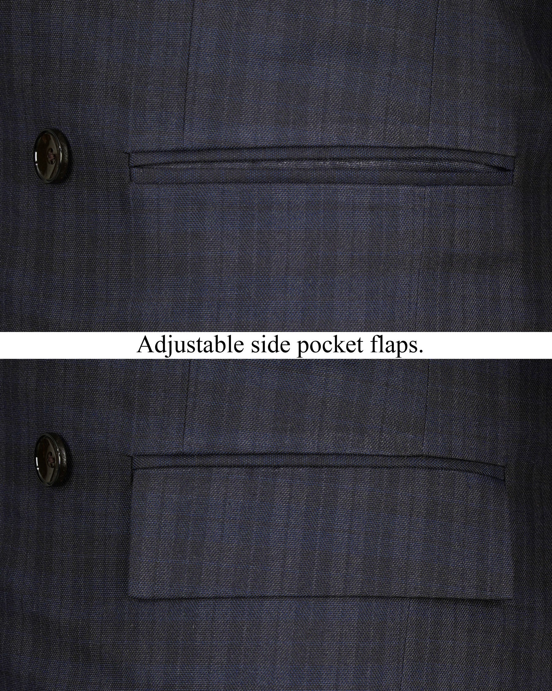 Cloud Burst Navy Blue with Iridium Gray Plaid Double Breasted Suit