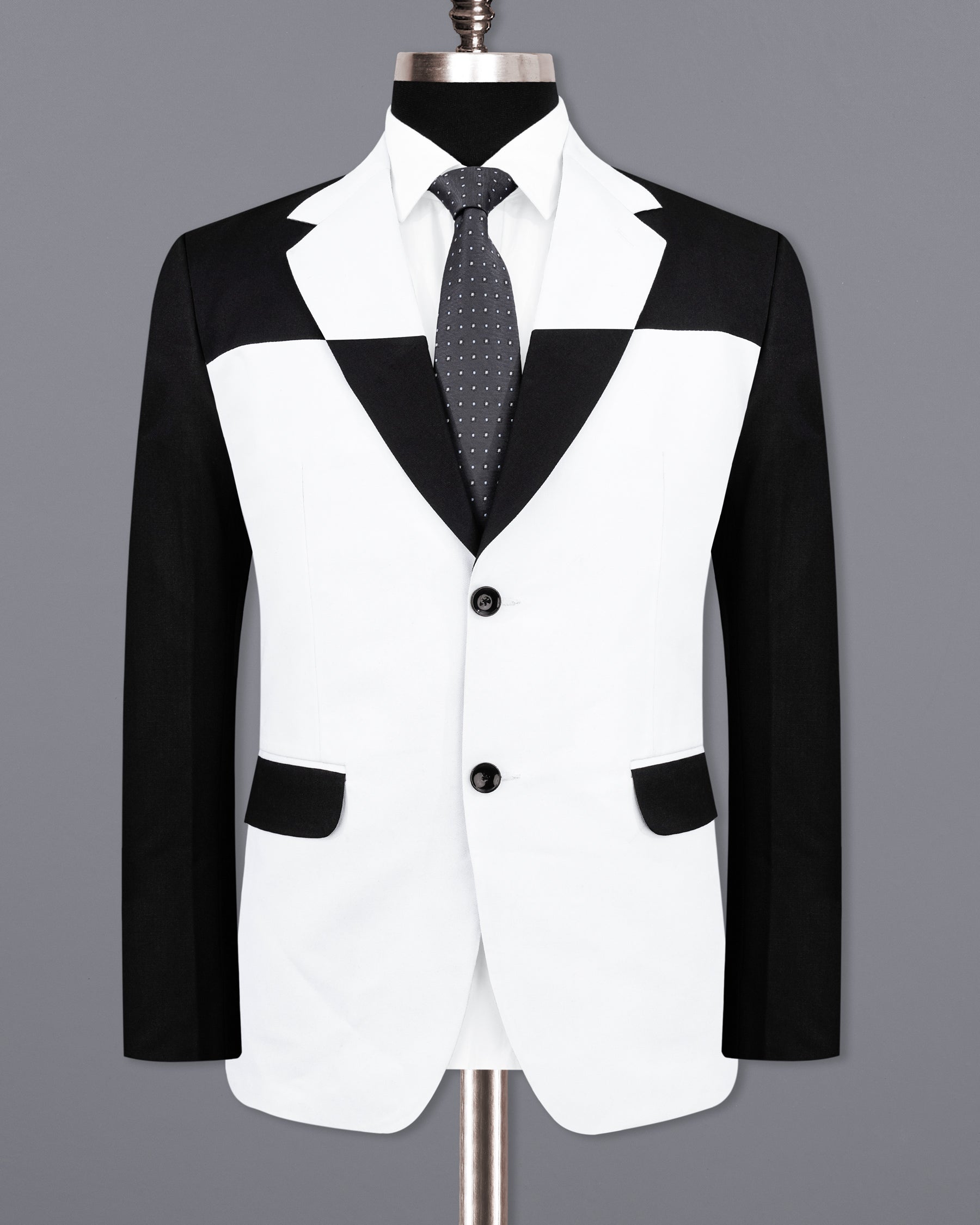 Bright White Subtle Sheen and Black Single Breasted Designer Block Suit ST2098-SB-D227-36, ST2098-SB-D227-38, ST2098-SB-D227-40, ST2098-SB-D227-42, ST2098-SB-D227-44, ST2098-SB-D227-46, ST2098-SB-D227-48, ST2098-SB-D227-50, ST2098-SB-D227-52, ST2098-SB-D227-54, ST2098-SB-D227-56, ST2098-SB-D227-58, ST2098-SB-D227-60