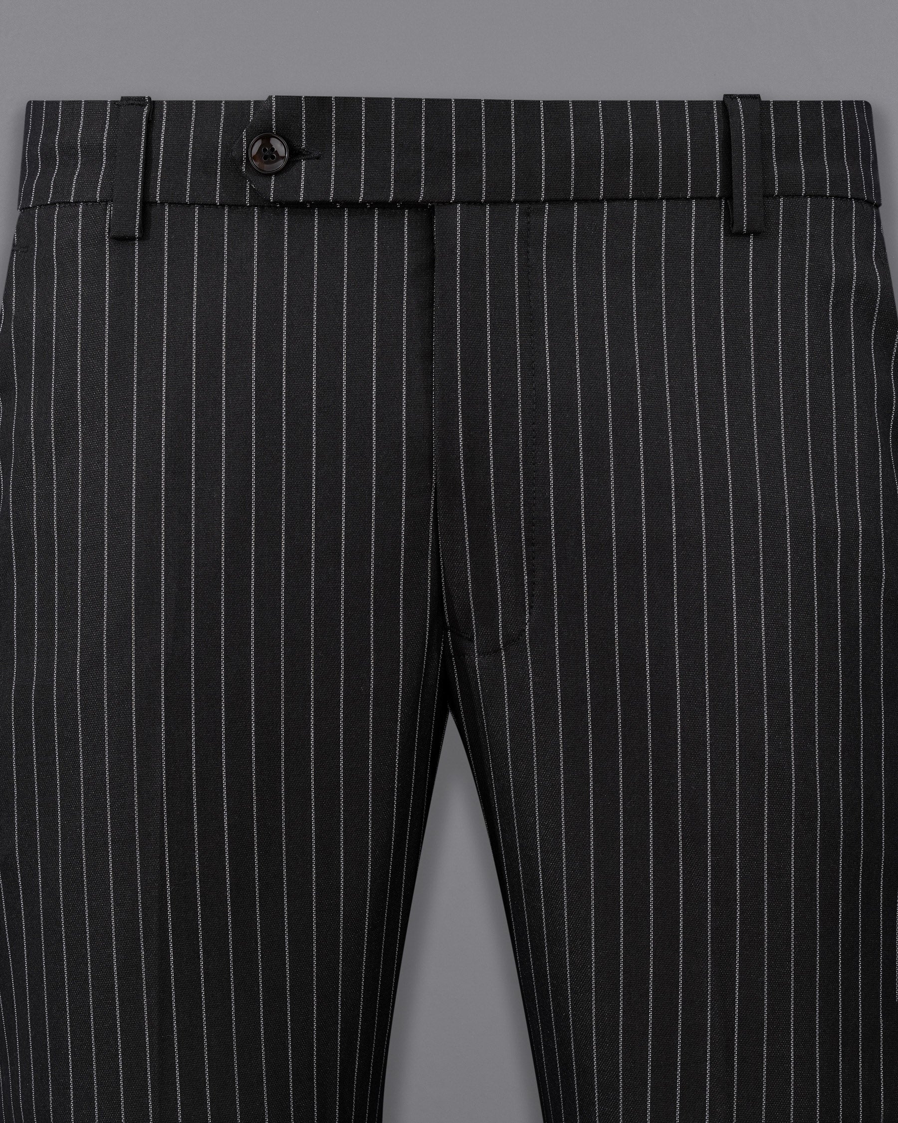 Jade Black Striped Single Breasted Suit