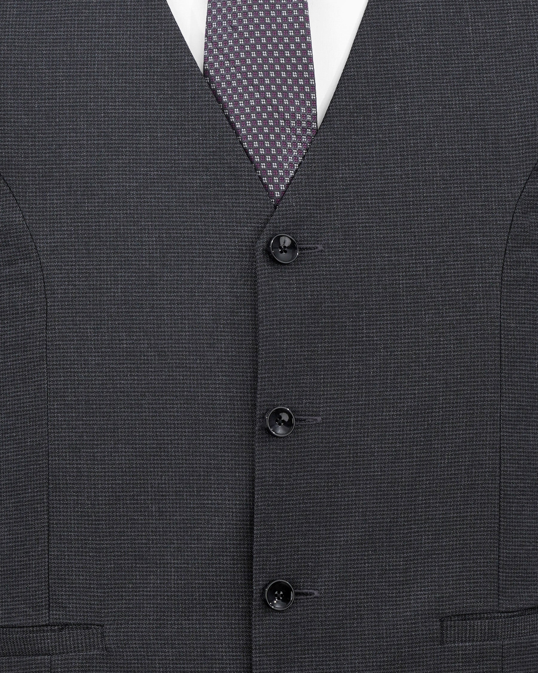 Bastille Dark Grey Double Breasted Designer Suit with Belt Closure