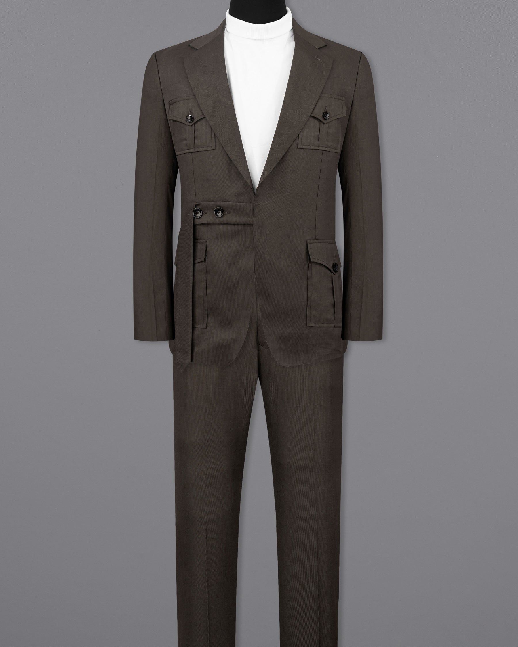 Kilamanjaro Brown Belt Closure Designer Suit