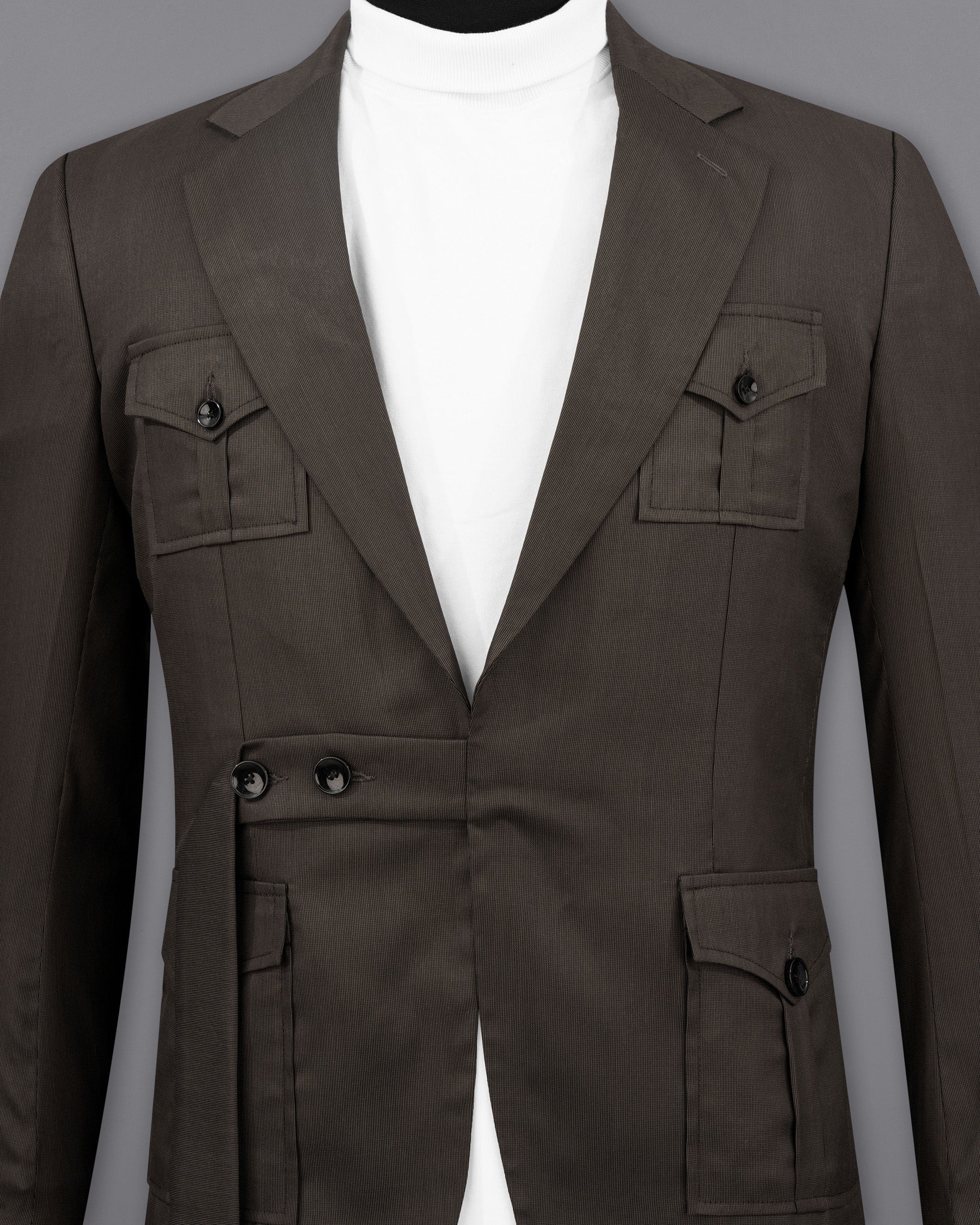 Kilamanjaro Brown Belt Closure Designer Suit