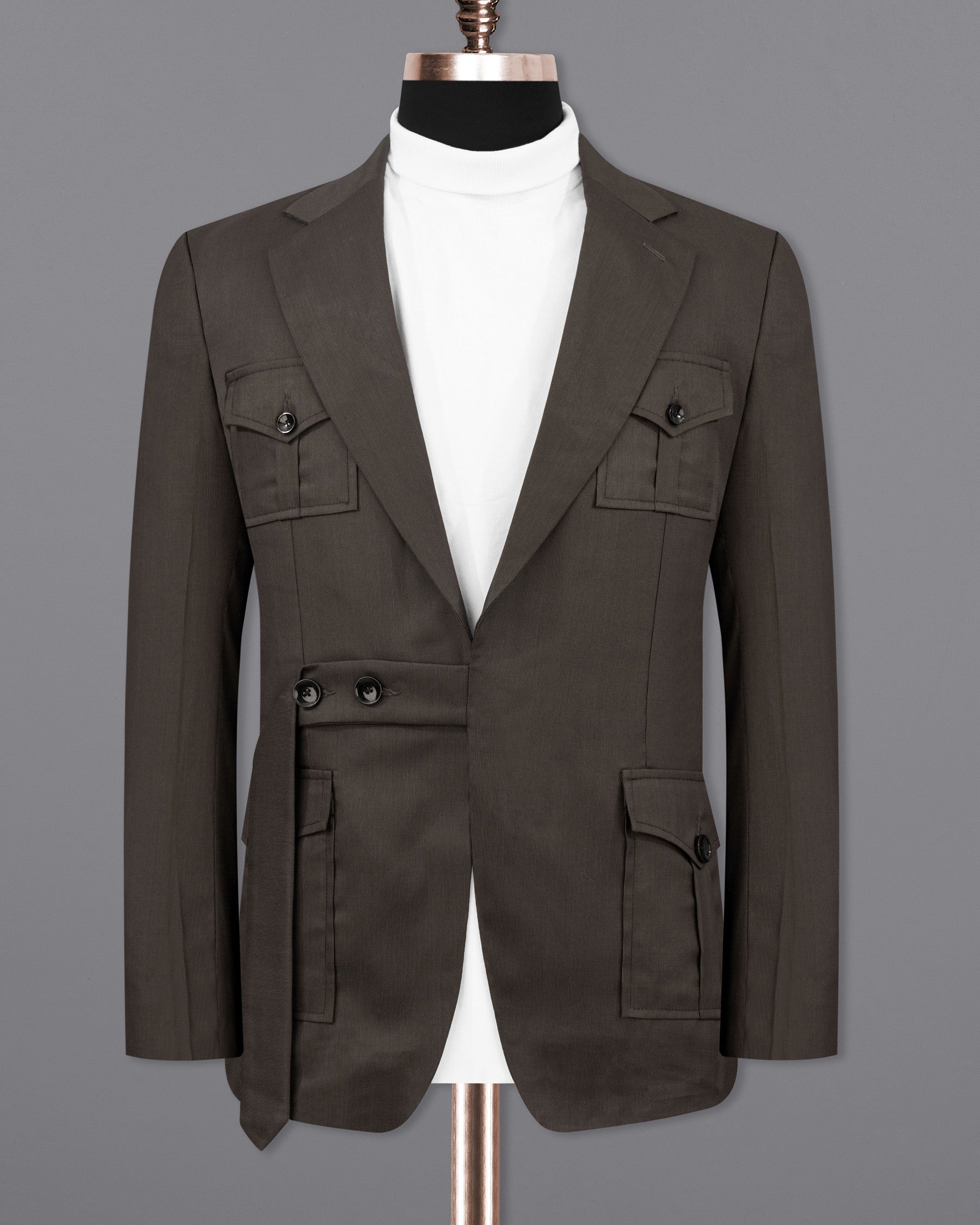 Kilamanjaro Brown Belt Closure Designer Suit