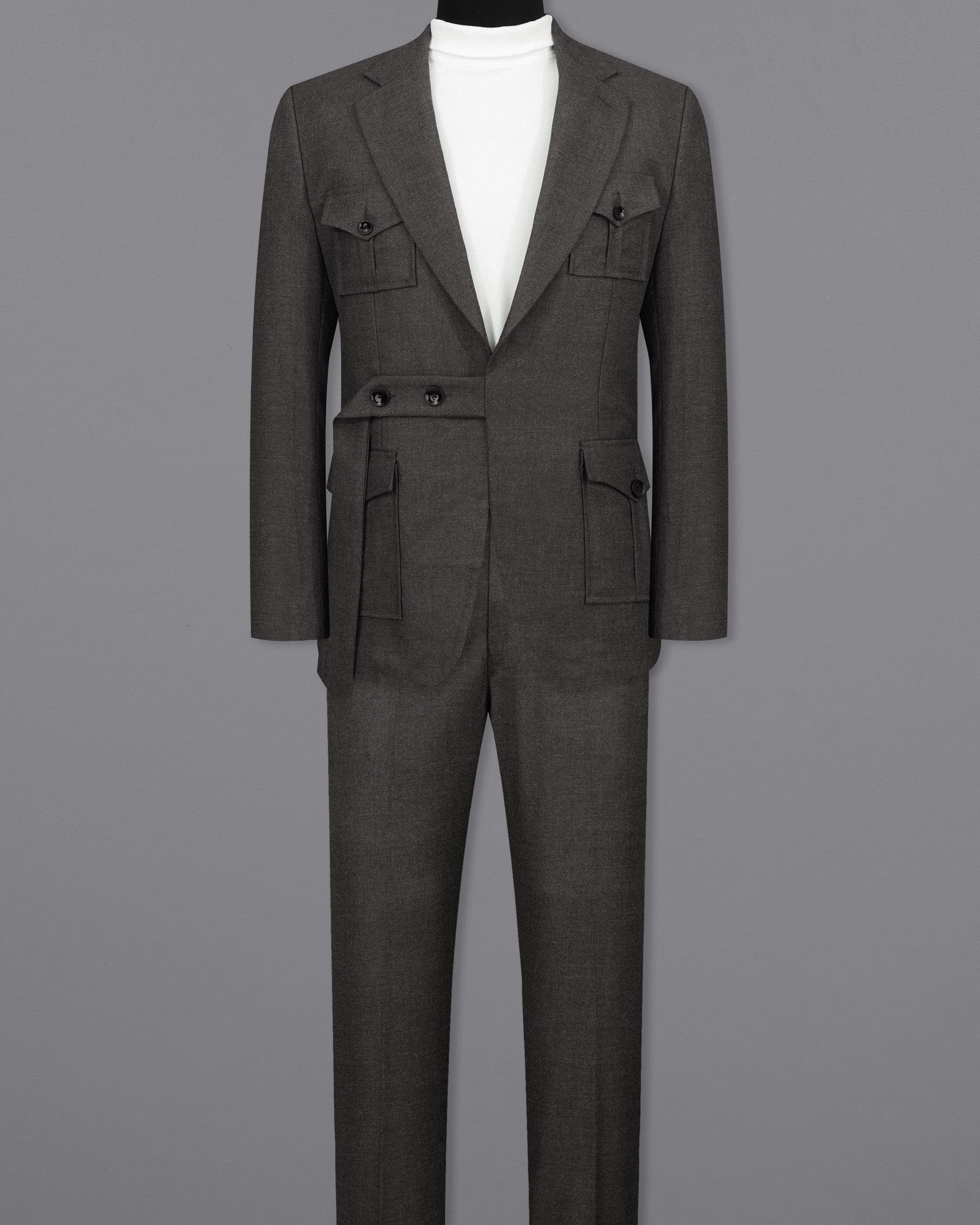 Armadillo Gray Belt Closure Wool Rich Designer Suit