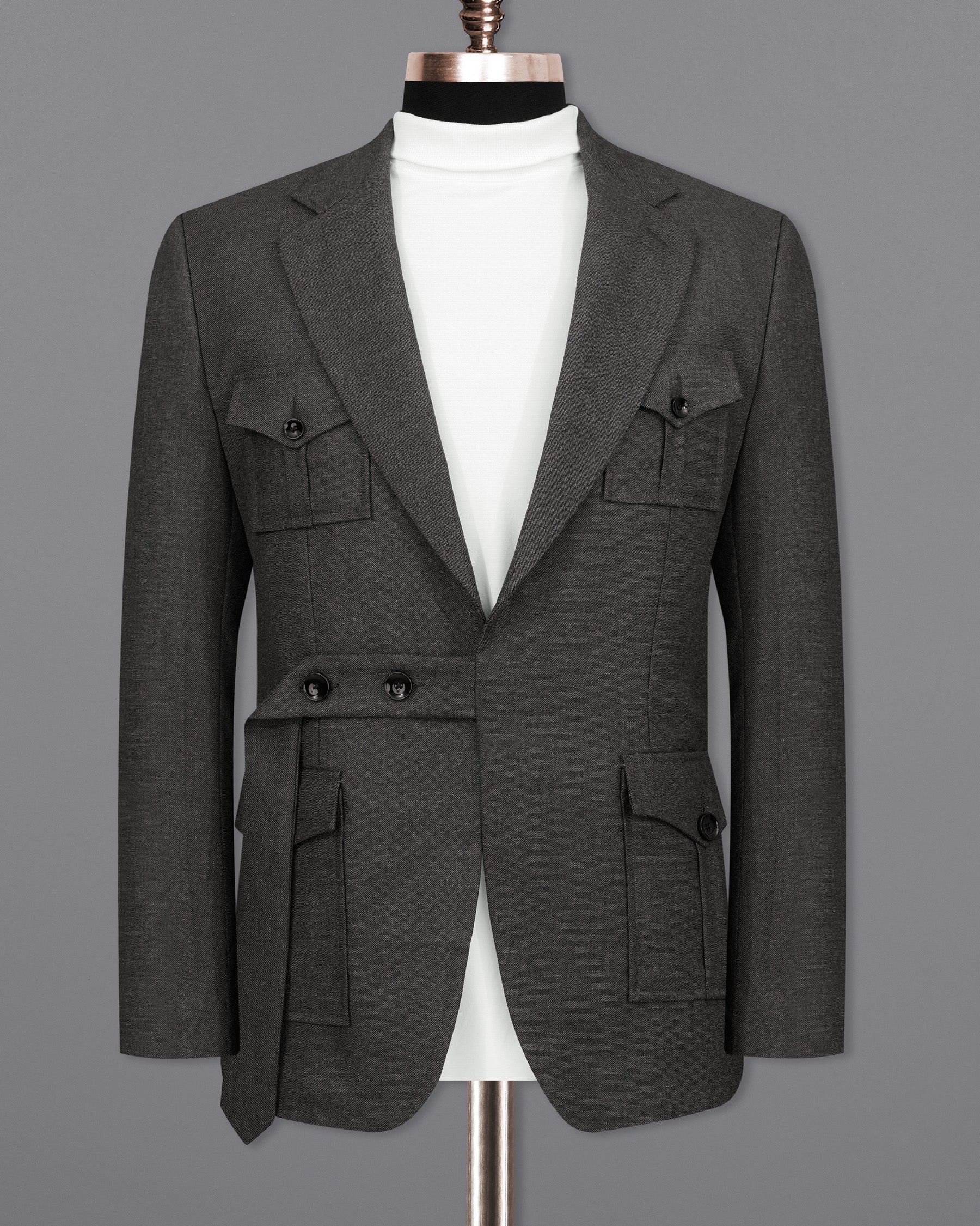 Armadillo Gray Belt Closure Wool Rich Designer Suit