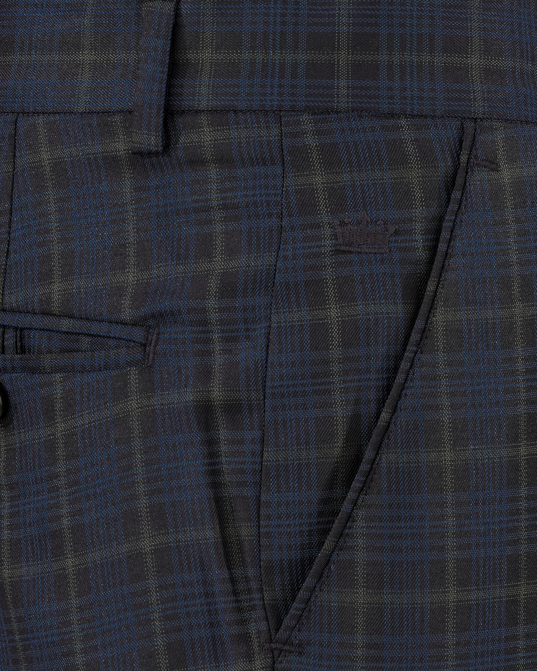 Fiord Navy Blue with Black Russian Plaid Double Breasted Sports Suit