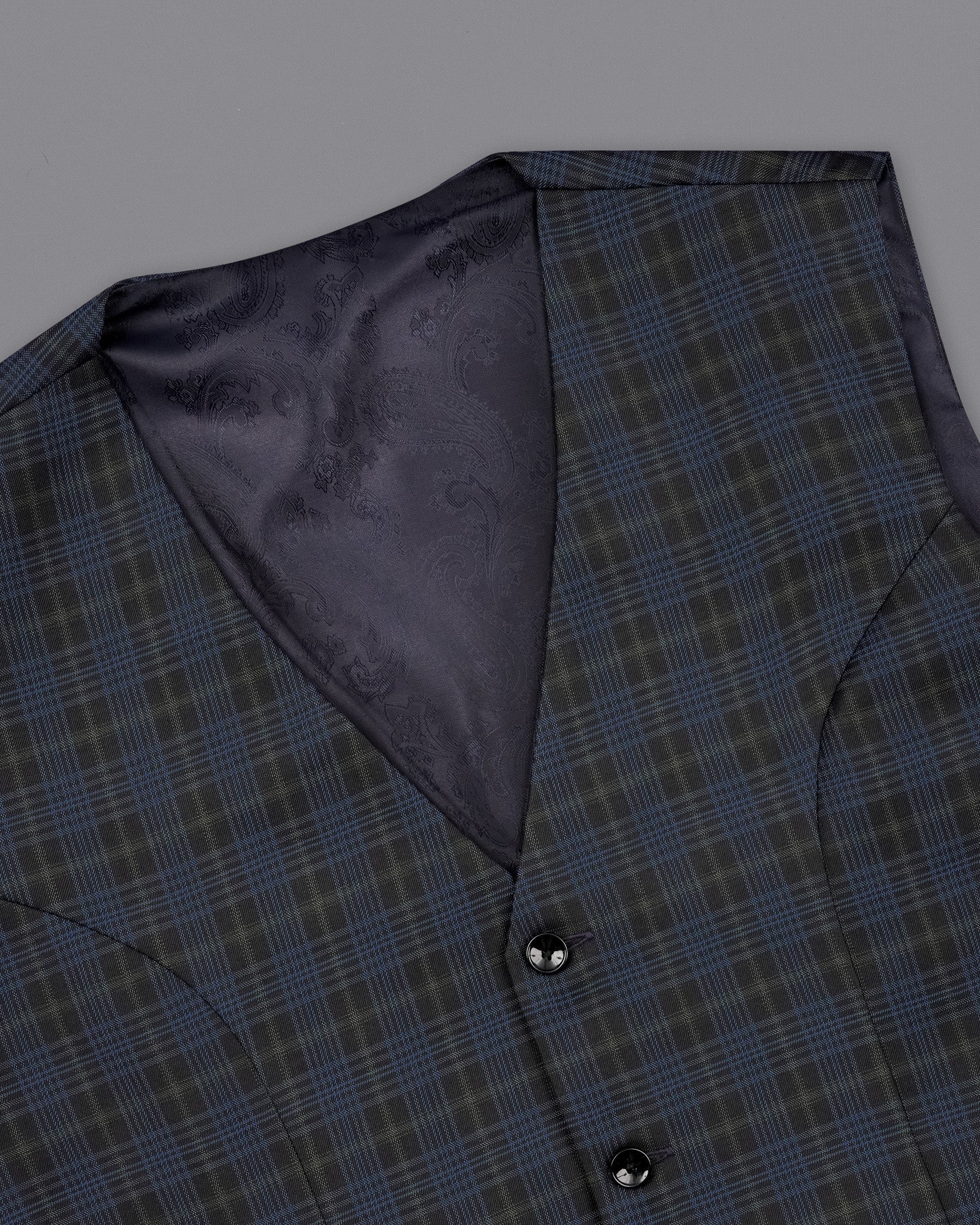 Fiord Navy Blue with Black Russian Plaid Double Breasted Sports Suit