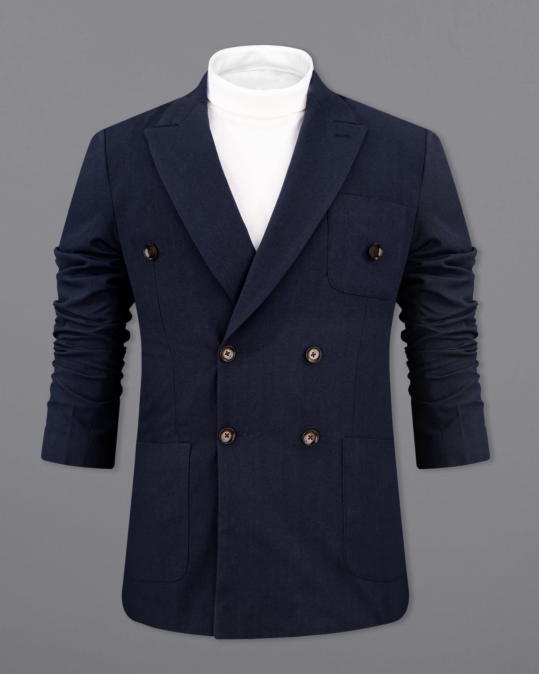 Baltic Navy Blue Wool Rich Double Breasted Sports Suit