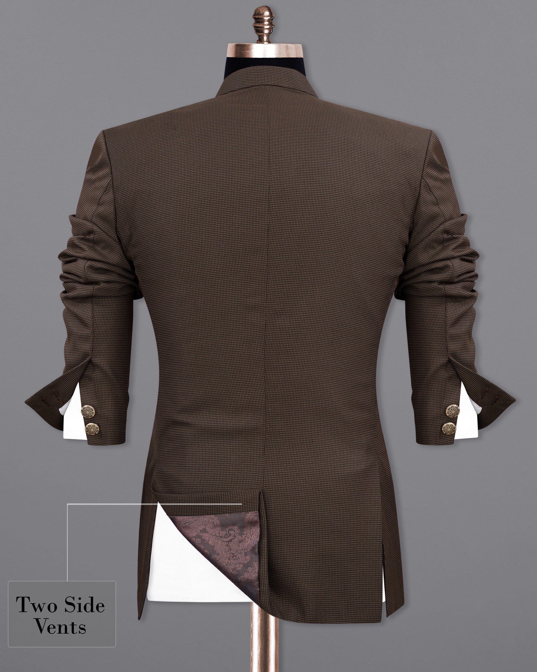 Eclipse Dark Brown Cross Placket Bandhgala Suit