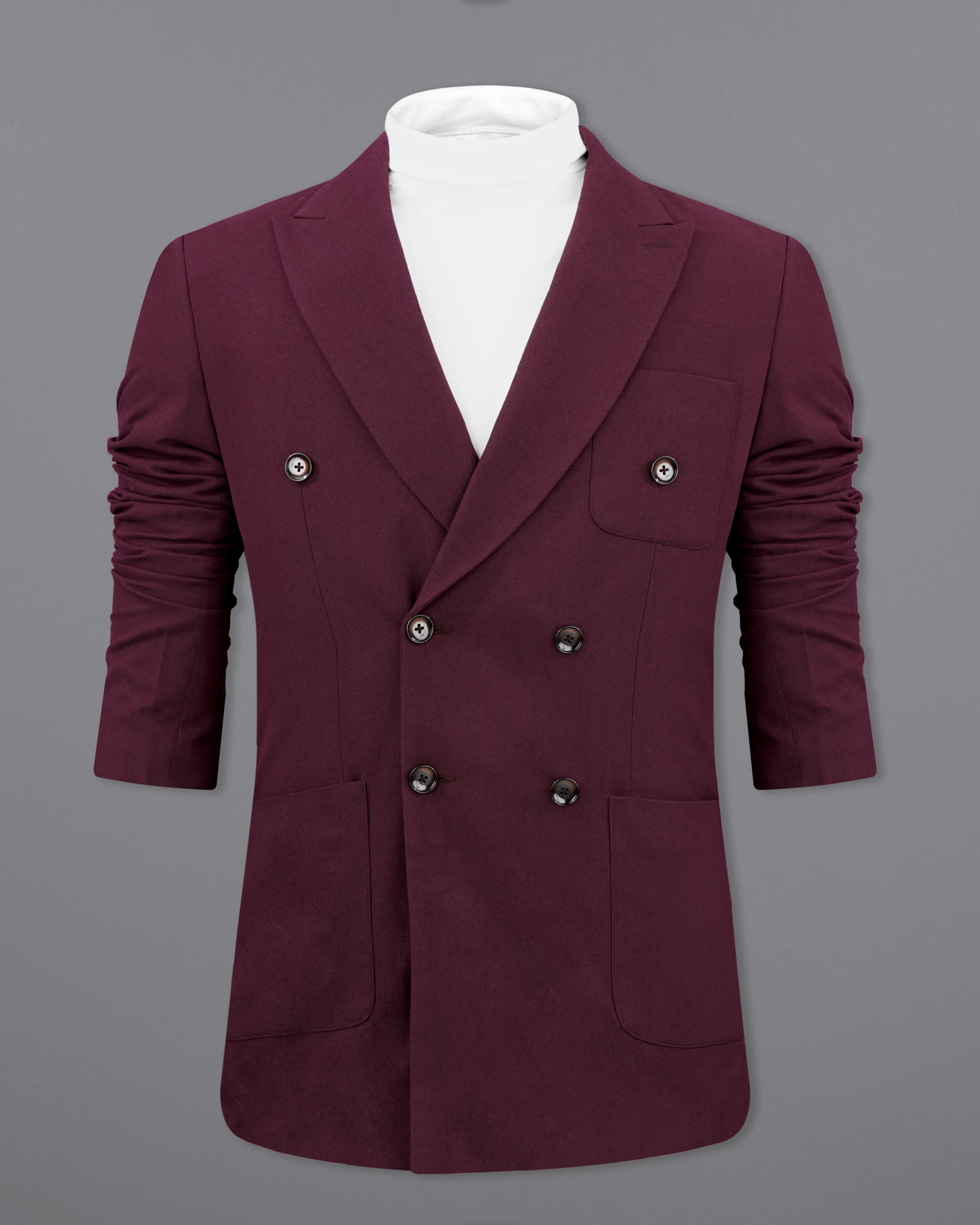 Wine Berry Wool Rich Double Breasted Sports Suit