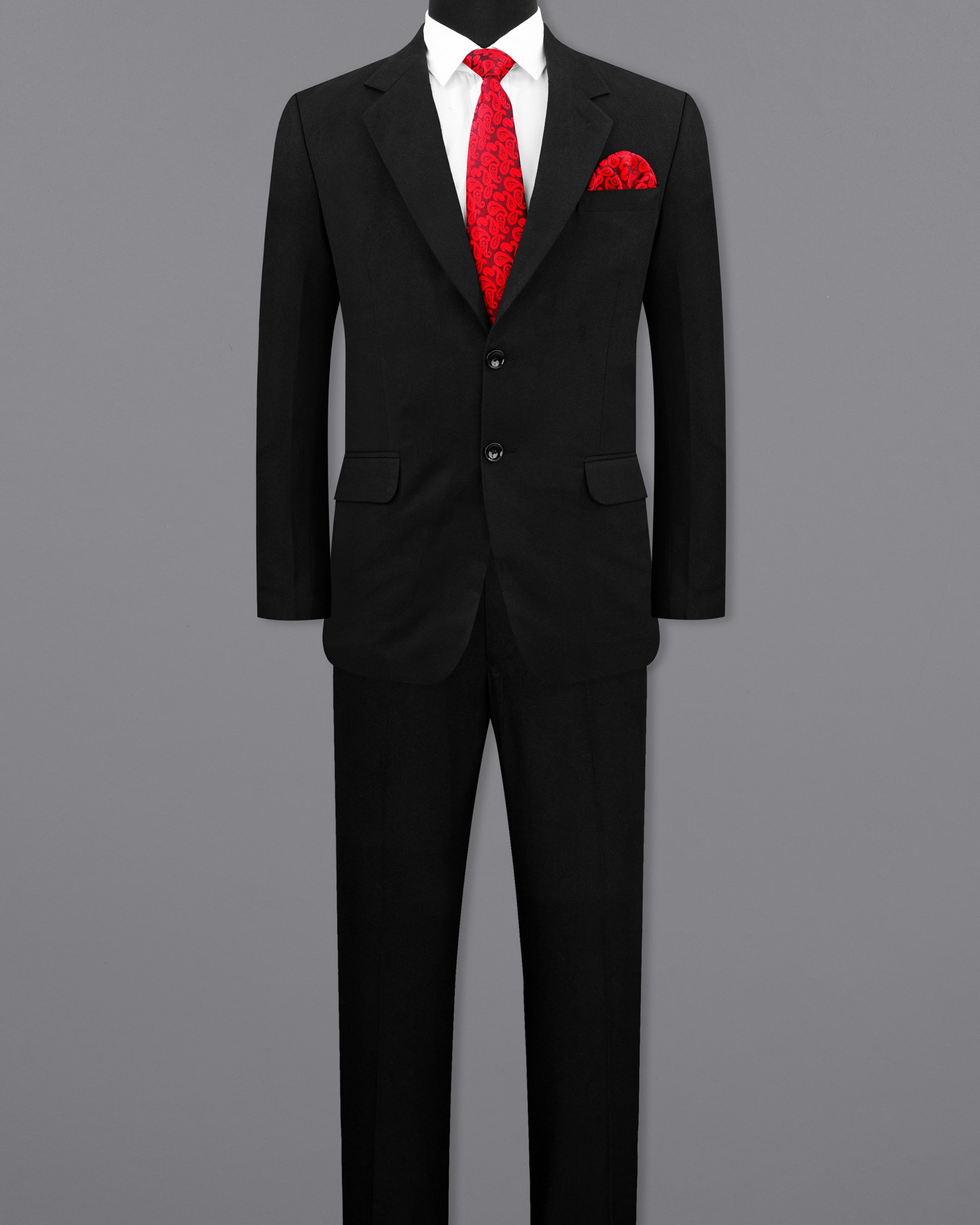 Jade Black Wool Rich Single Breasted Suit