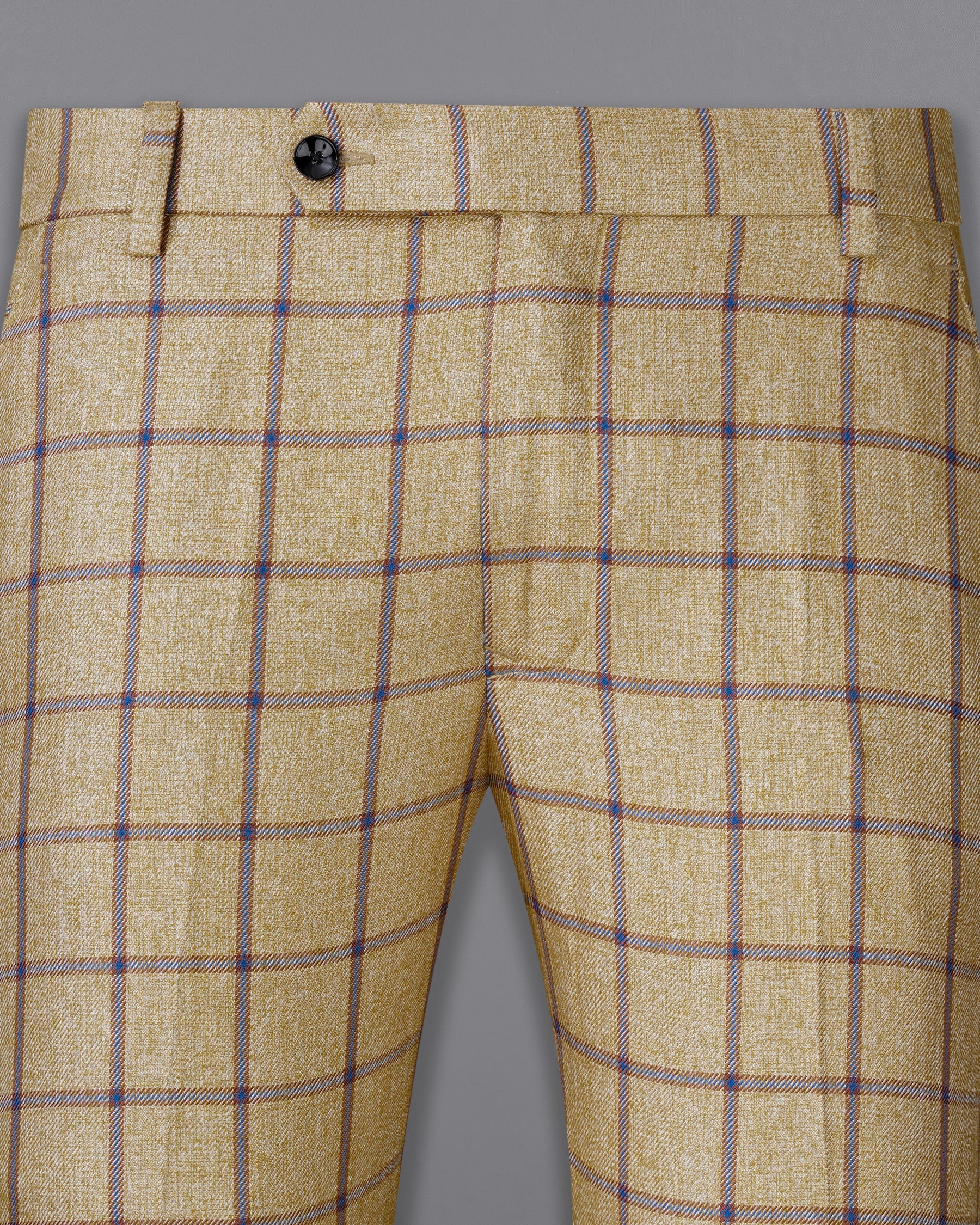 Mongoose Brown with Dianne Blue Windowpane Cross Placket Bandhgala Suit