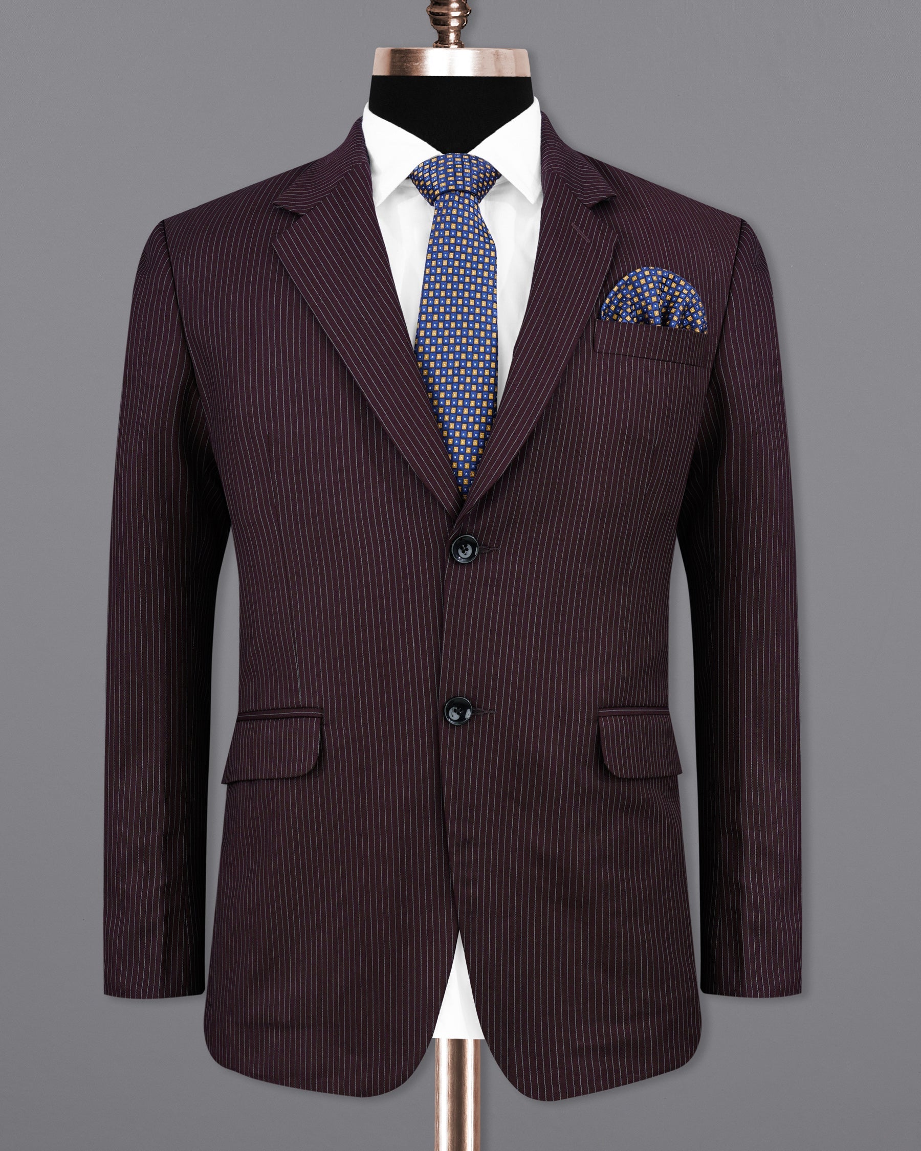 Eclipse Maroon with StarDust Gray Striped Single Breasted Suit ST2148-SB-36, ST2148-SB-38, ST2148-SB-40, ST2148-SB-42, ST2148-SB-44, ST2148-SB-46, ST2148-SB-48, ST2148-SB-50, ST2148-SB-52, ST2148-SB-54, ST2148-SB-56, ST2148-SB-58, ST2148-SB-60