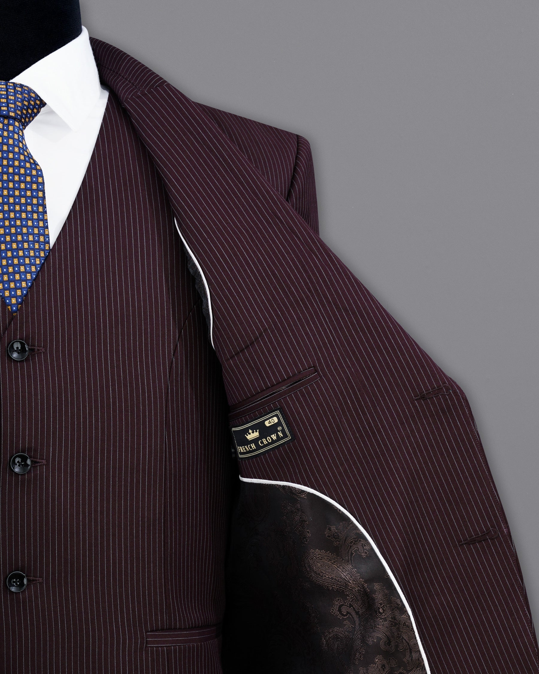 Eclipse Maroon with StarDust Gray Striped Single Breasted Suit ST2148-SB-36, ST2148-SB-38, ST2148-SB-40, ST2148-SB-42, ST2148-SB-44, ST2148-SB-46, ST2148-SB-48, ST2148-SB-50, ST2148-SB-52, ST2148-SB-54, ST2148-SB-56, ST2148-SB-58, ST2148-SB-60