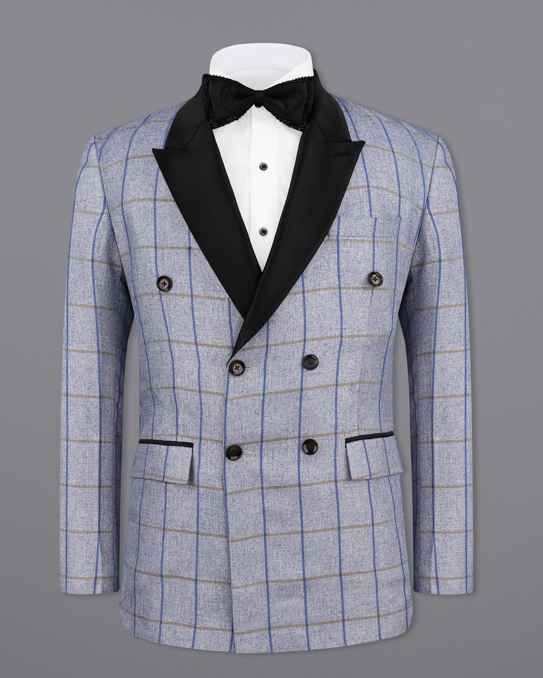 Mobster Blue Checkered Double Breasted Black Lapel Designer Suit ST2150-DB-BKL-36, ST2150-DB-BKL-38, ST2150-DB-BKL-40, ST2150-DB-BKL-42, ST2150-DB-BKL-44, ST2150-DB-BKL-46, ST2150-DB-BKL-48, ST2150-DB-BKL-50, ST2150-DB-BKL-52, ST2150-DB-BKL-54, ST2150-DB-BKL-56, ST2150-DB-BKL-58, ST2150-DB-BKL-60