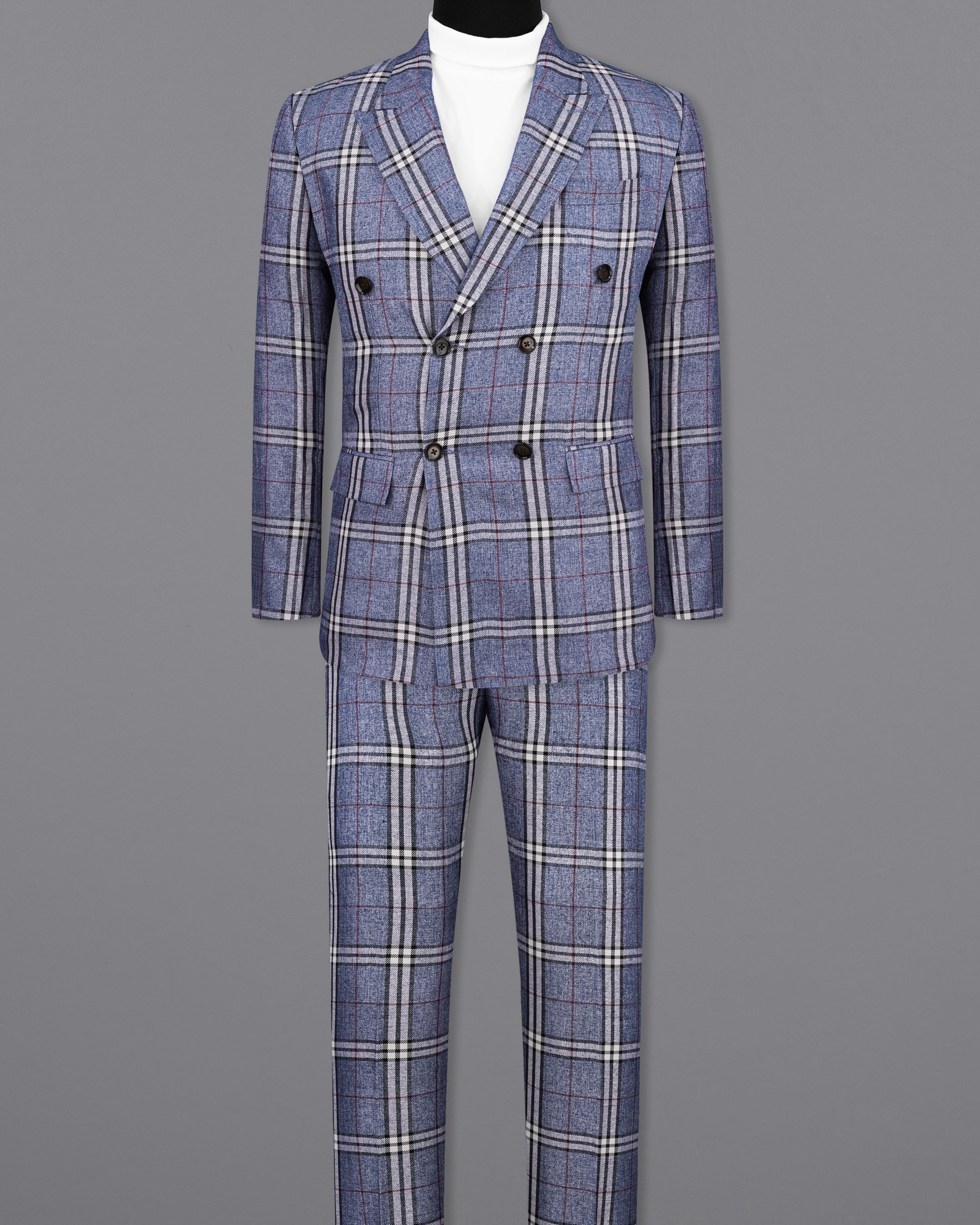 Fiord Blue Plaid Double Breasted Suit  ST2154-DB-36, ST2154-DB-38, ST2154-DB-40, ST2154-DB-42, ST2154-DB-44, ST2154-DB-46, ST2154-DB-48, ST2154-DB-50, ST2154-DB-52, ST2154-DB-54, ST2154-DB-56, ST2154-DB-58, ST2154-DB-60