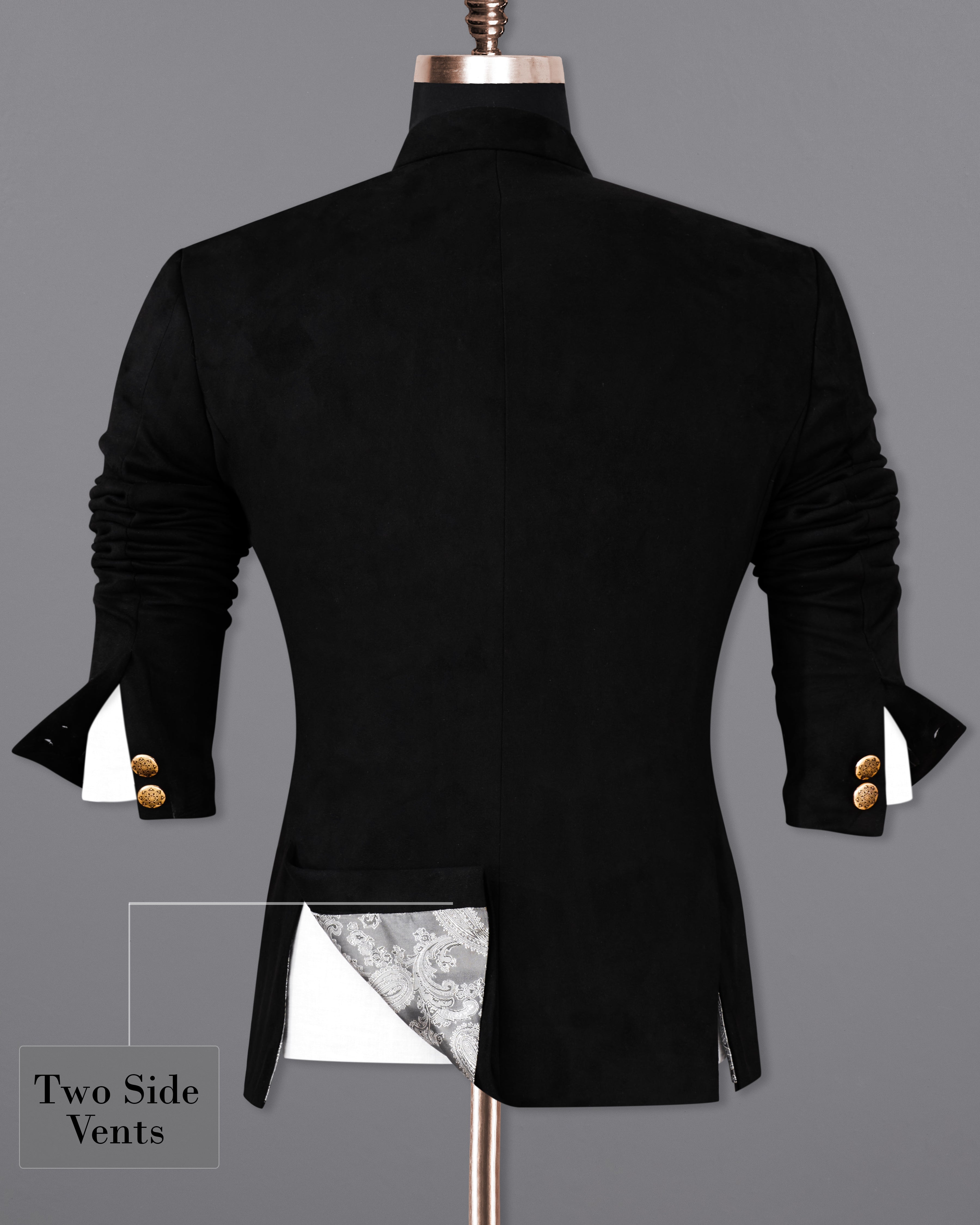 Jade Black Bandhgala Velvet Designer Suit ST2235-BG-36, ST2235-BG-38, ST2235-BG-40, ST2235-BG-42, ST2235-BG-44, ST2235-BG-46, ST2235-BG-48, ST2235-BG-50, ST2235-BG-52, ST2235-BG-54, ST2235-BG-56, ST2235-BG-58, ST2235-BG-60