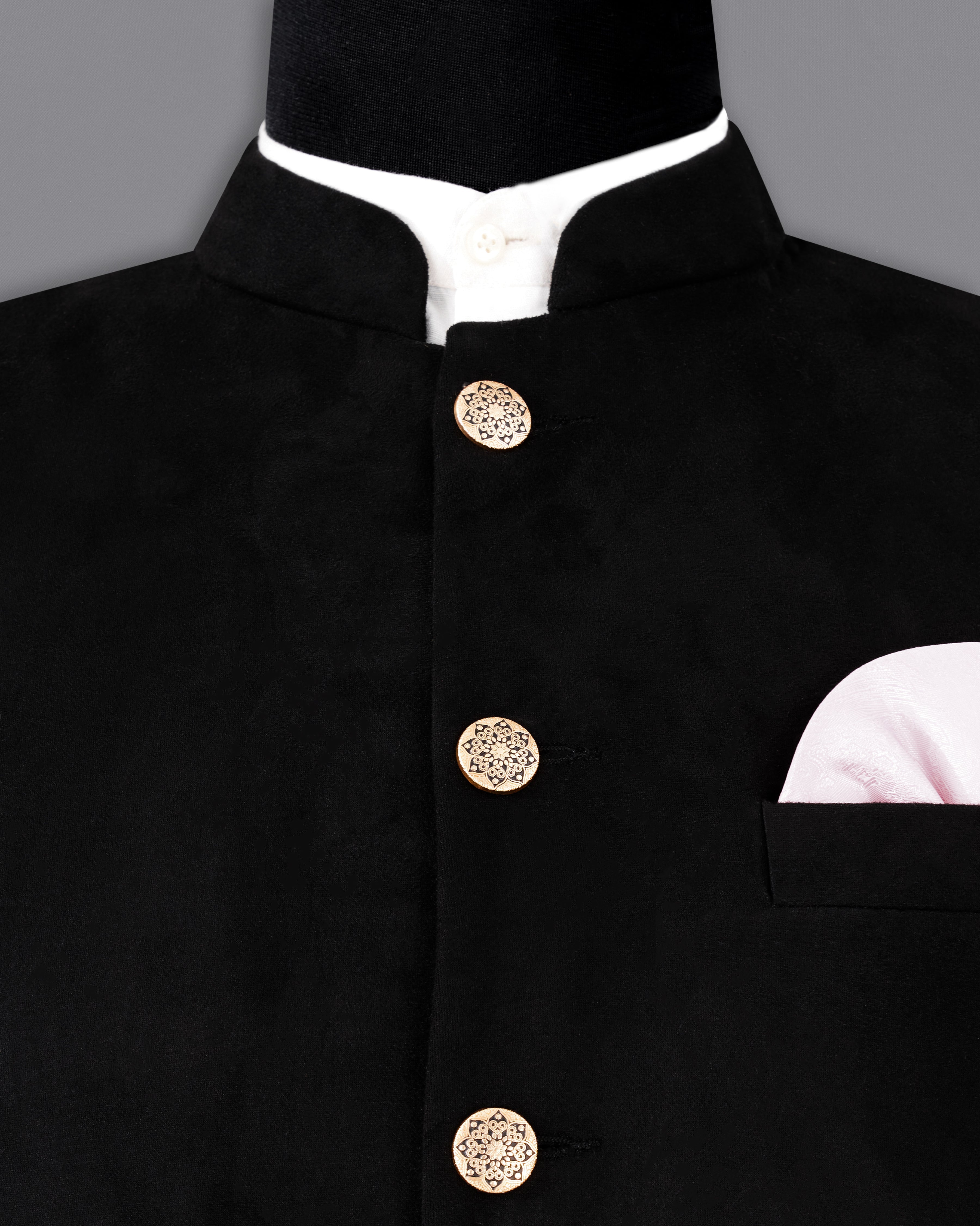 Jade Black Bandhgala Velvet Designer Suit ST2235-BG-36, ST2235-BG-38, ST2235-BG-40, ST2235-BG-42, ST2235-BG-44, ST2235-BG-46, ST2235-BG-48, ST2235-BG-50, ST2235-BG-52, ST2235-BG-54, ST2235-BG-56, ST2235-BG-58, ST2235-BG-60