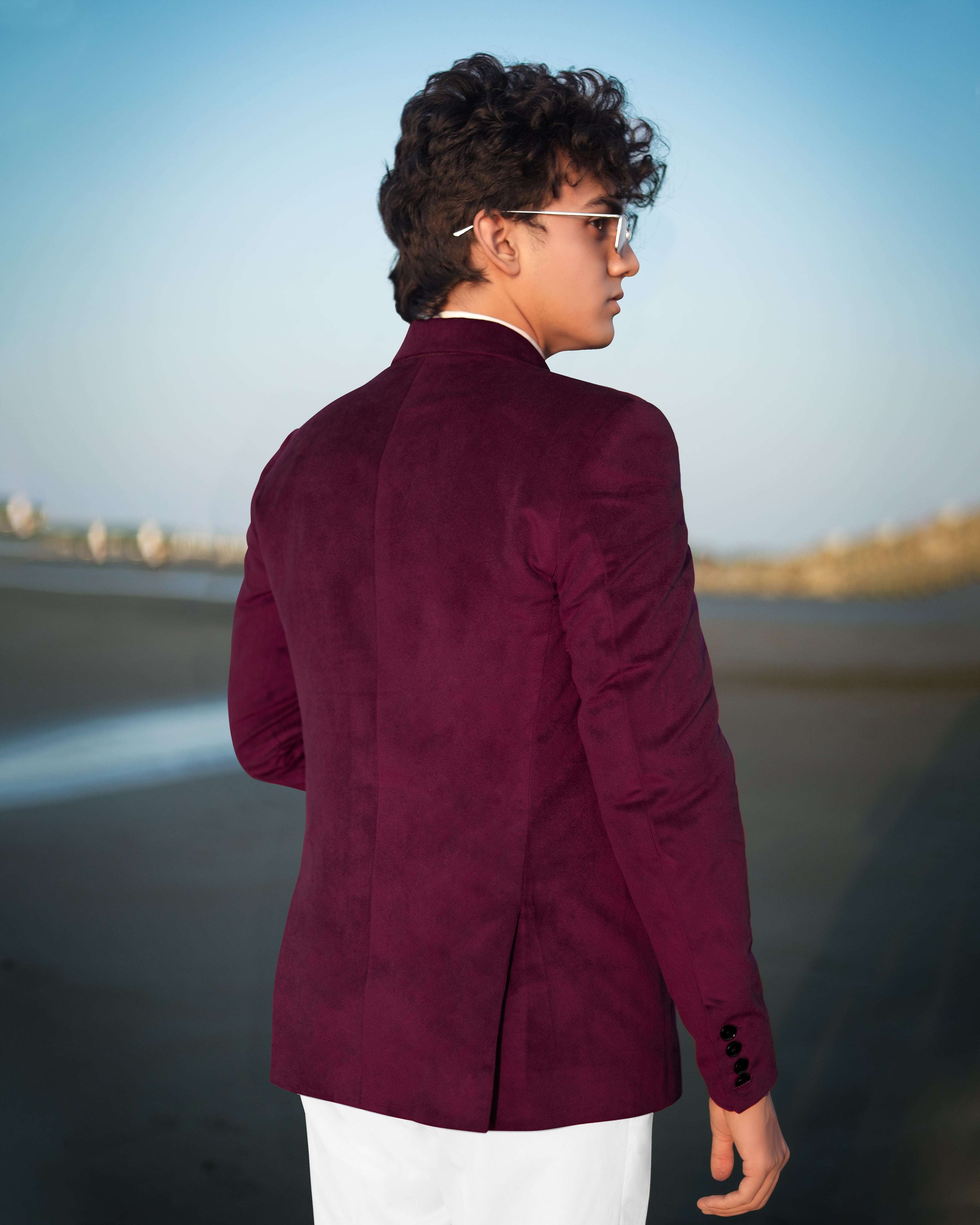 Barossa Maroon Single Breasted Velvet Designer Suit
