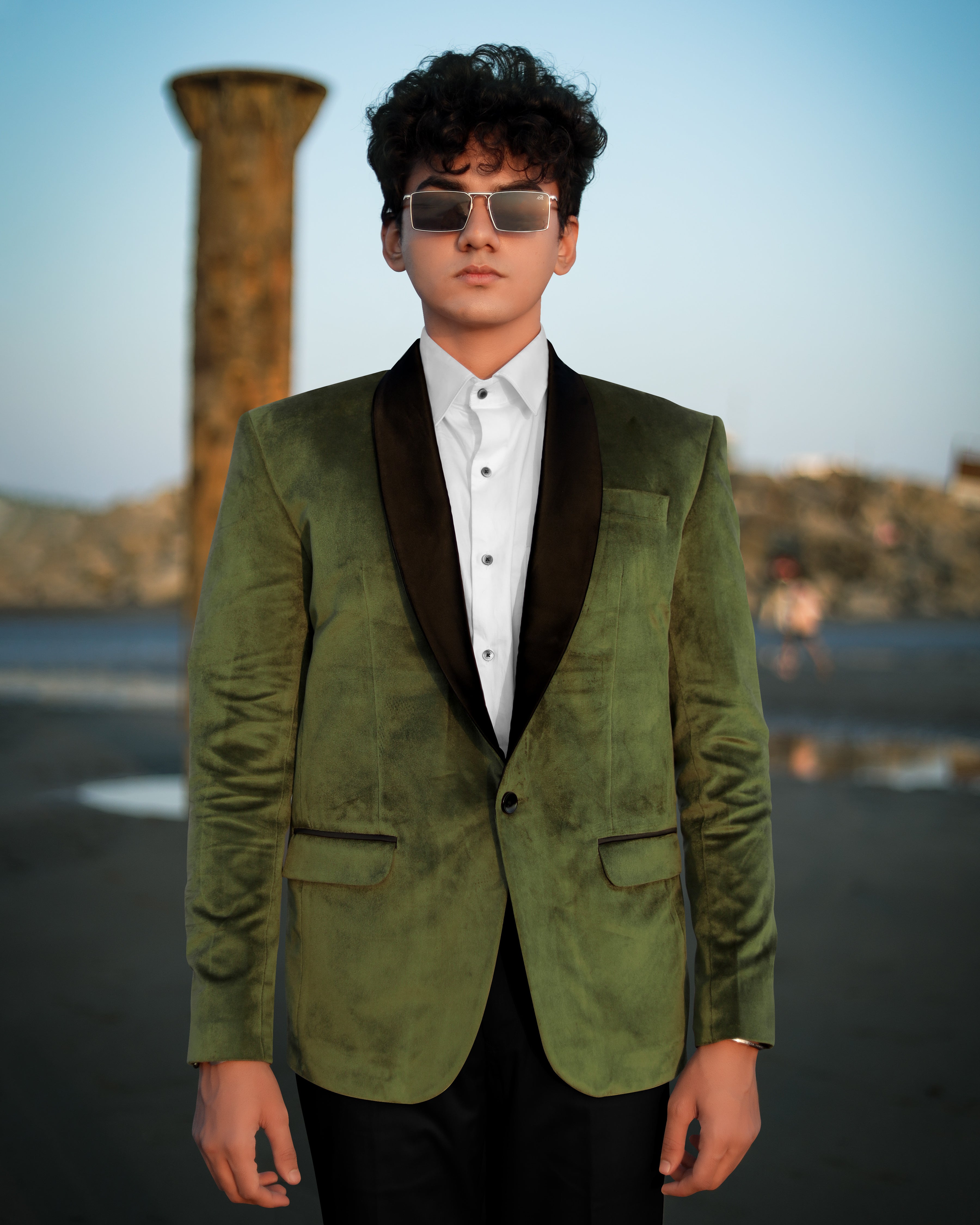 Waiouru Green Velvet Tuxedo Designer Blazer