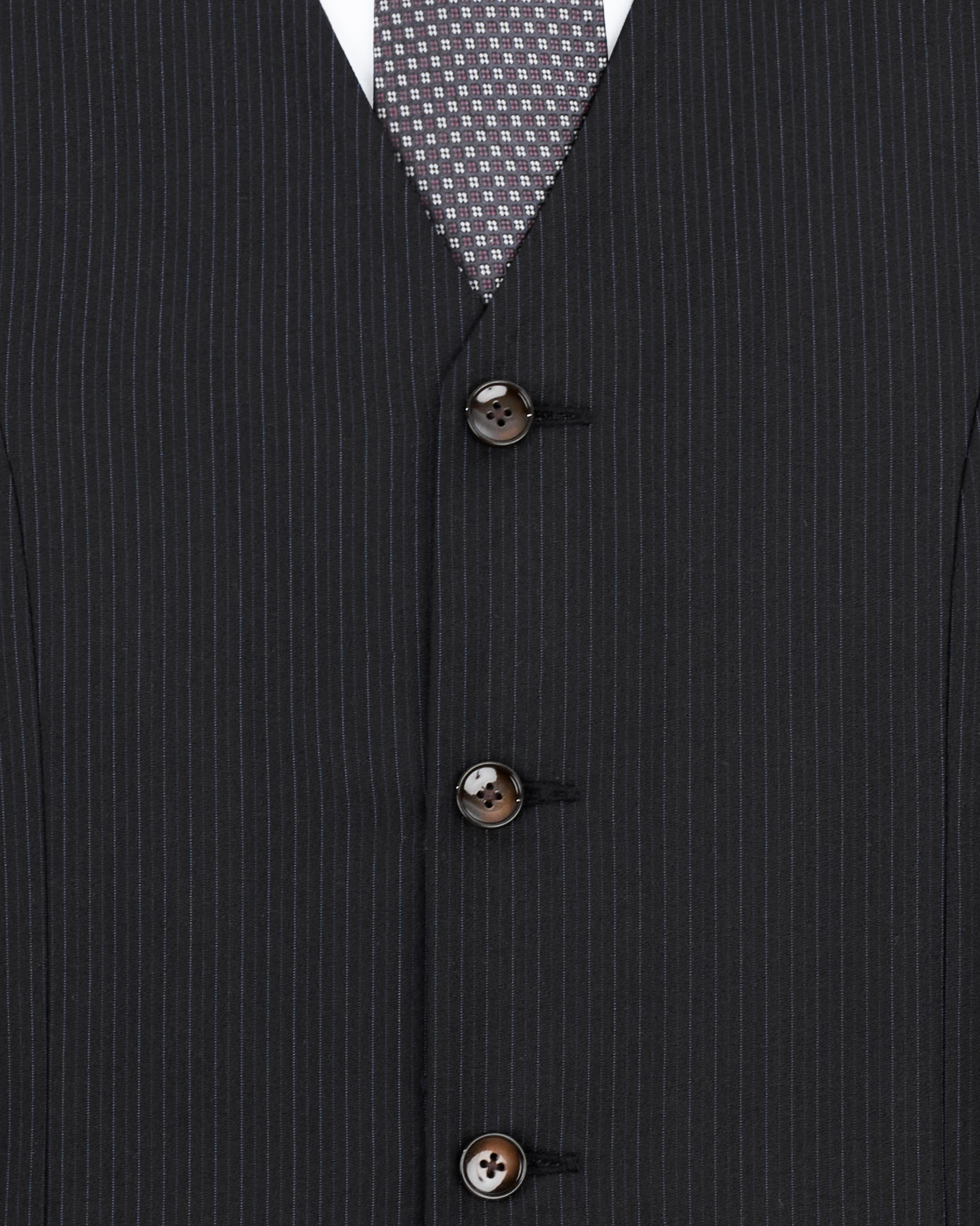 Mirage Black Striped Double Breasted Suit