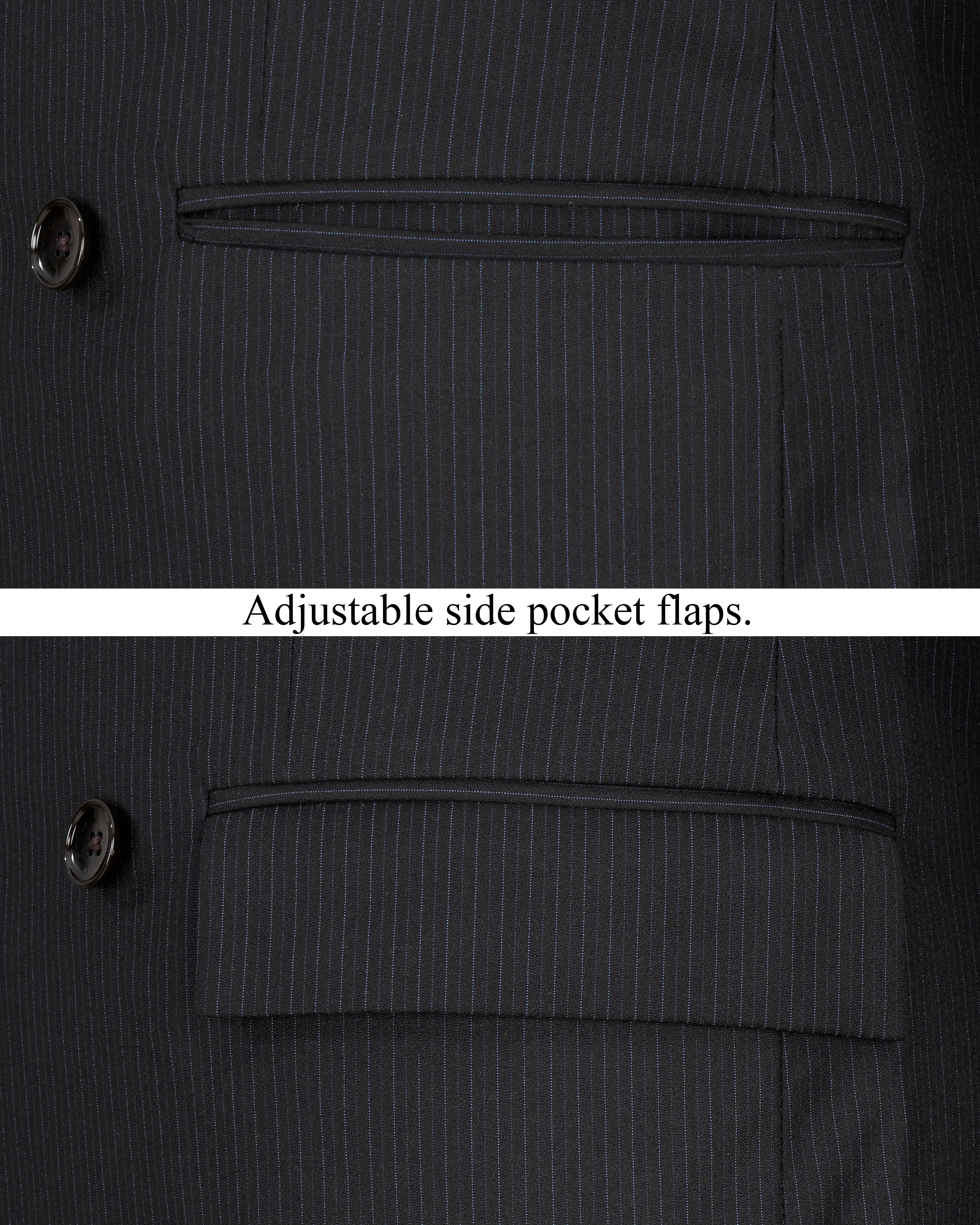 Mirage Black Striped Double Breasted Suit