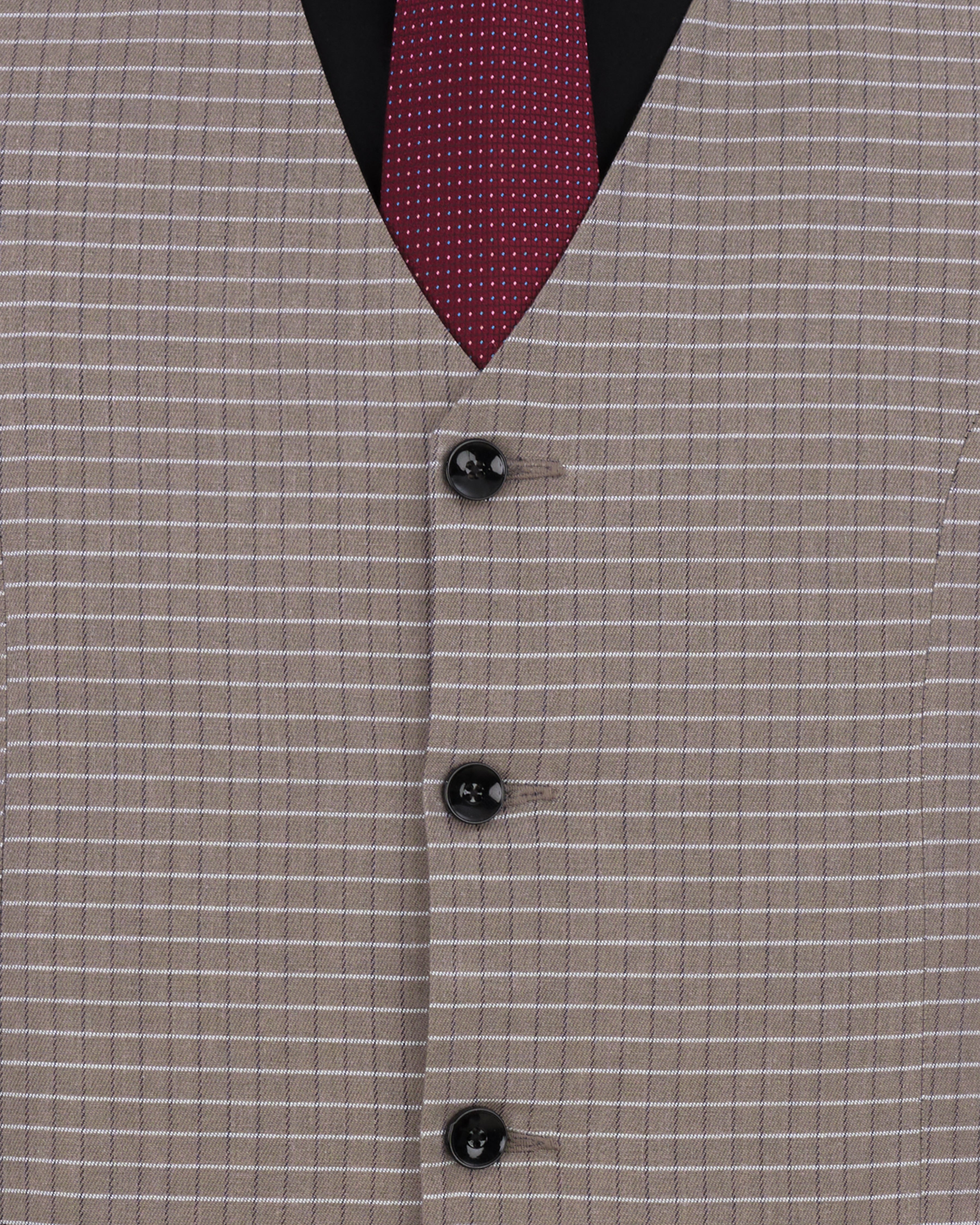 Sand Dune Brown Checkered Single Breasted Premium Cotton Suit