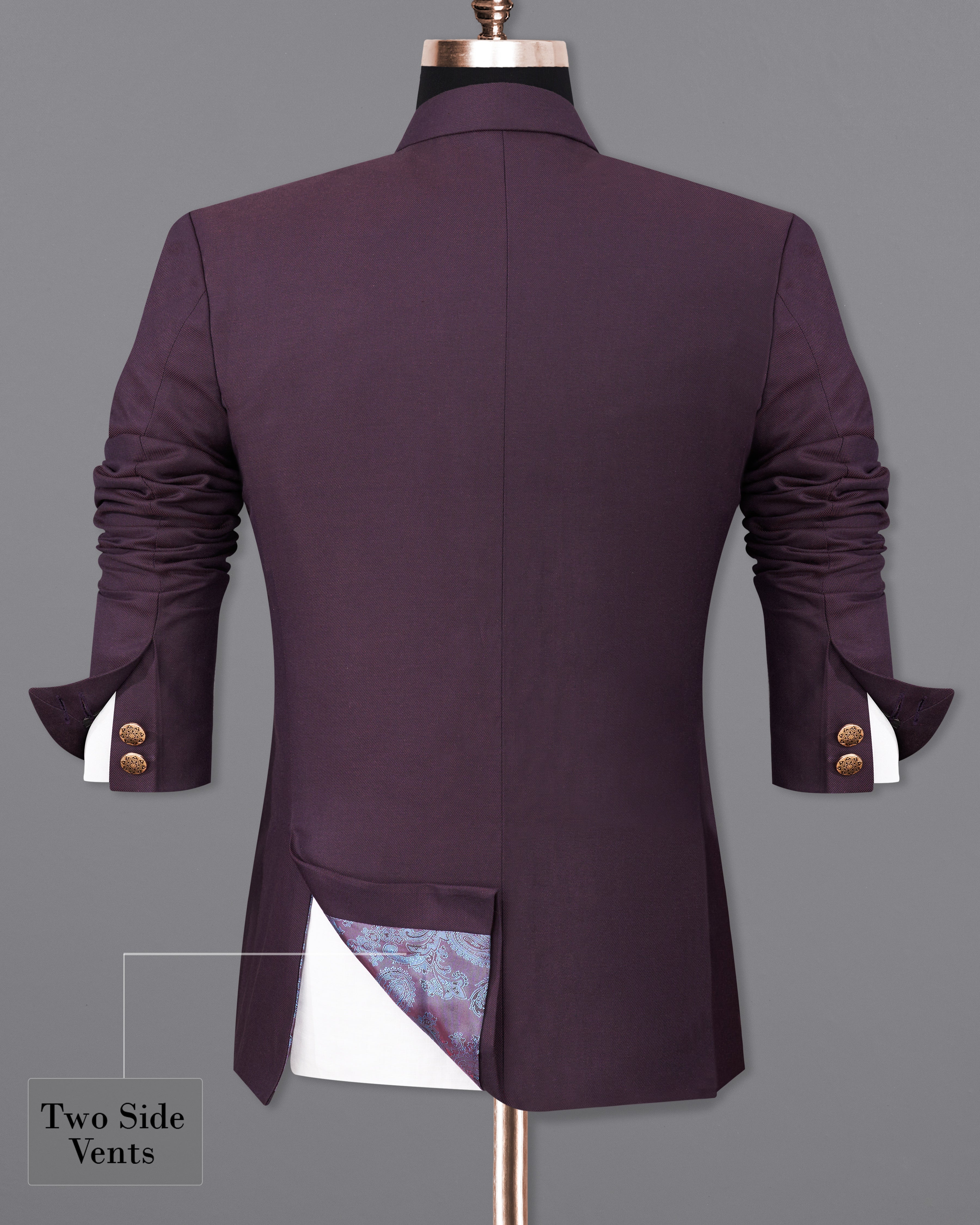 Eclipse Wine Cross Placket Bandhgala Suit