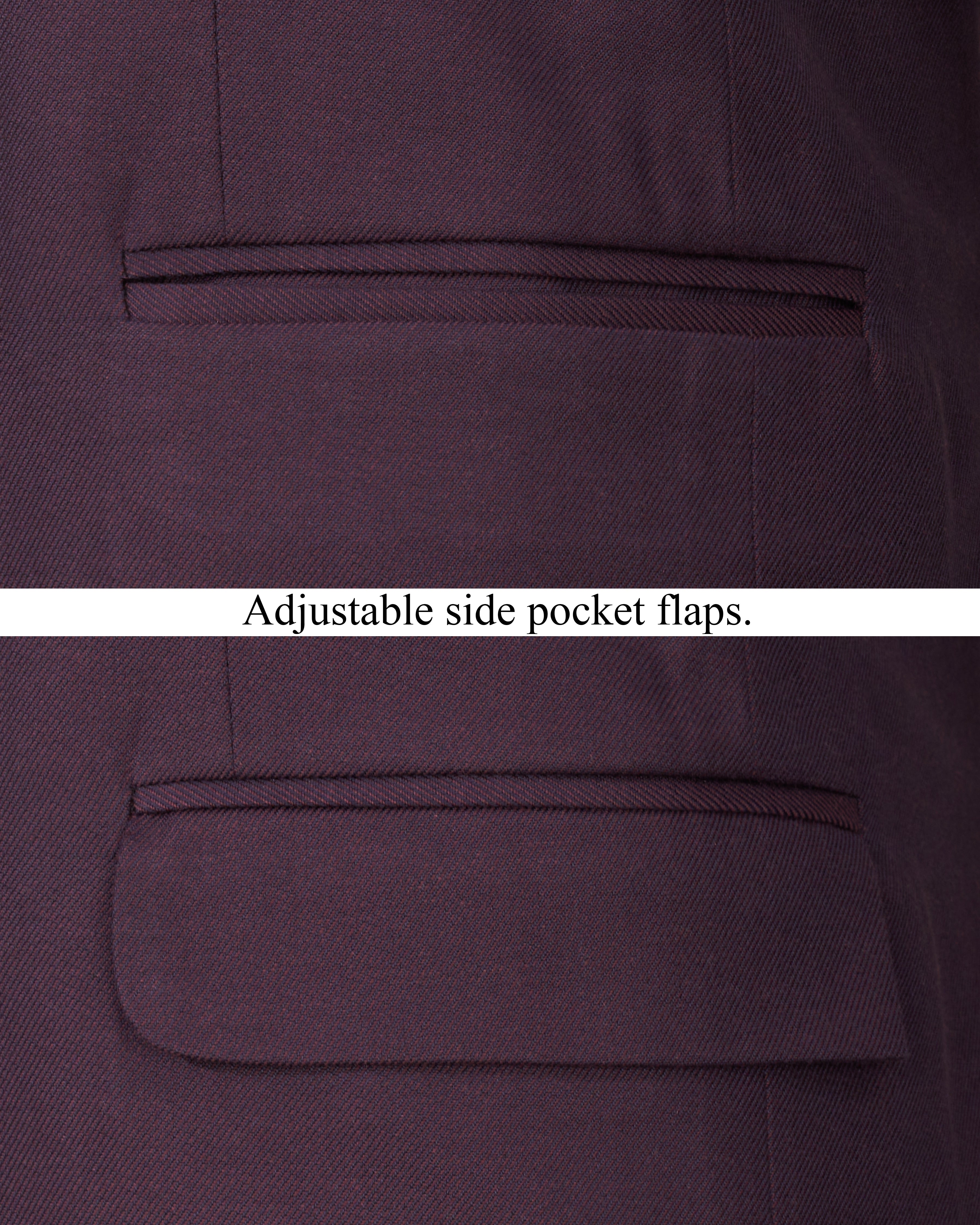 Eclipse Wine Cross Placket Bandhgala Suit