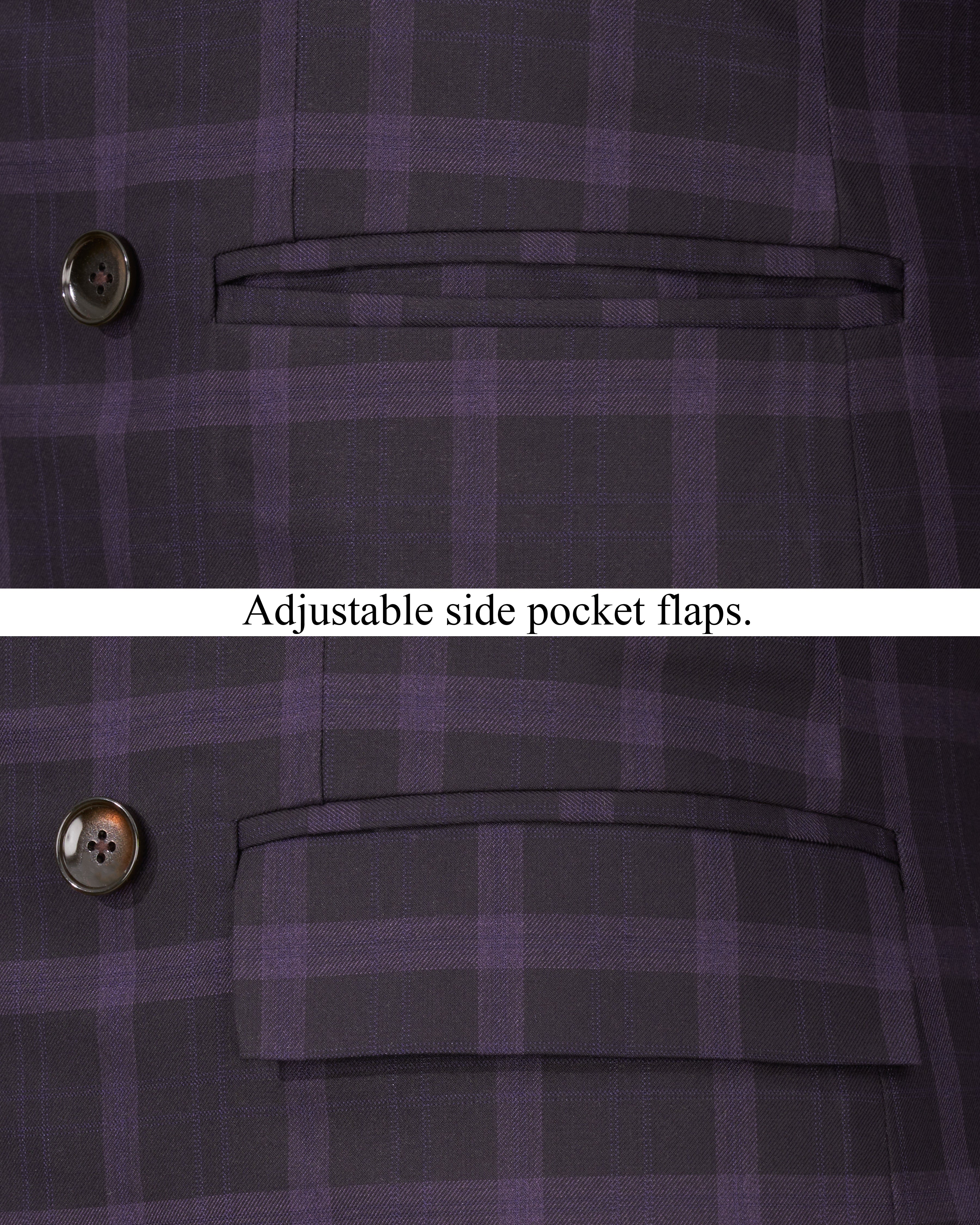 Melanzane Violet and Mortar Purple Plaid Double Breasted Suit ST2258-DB-36, ST2258-DB-38, ST2258-DB-40, ST2258-DB-42, ST2258-DB-44, ST2258-DB-46, ST2258-DB-48, ST2258-DB-50, ST2258-DB-52, ST2258-DB-54, ST2258-DB-56, ST2258-DB-58, ST2258-DB-60