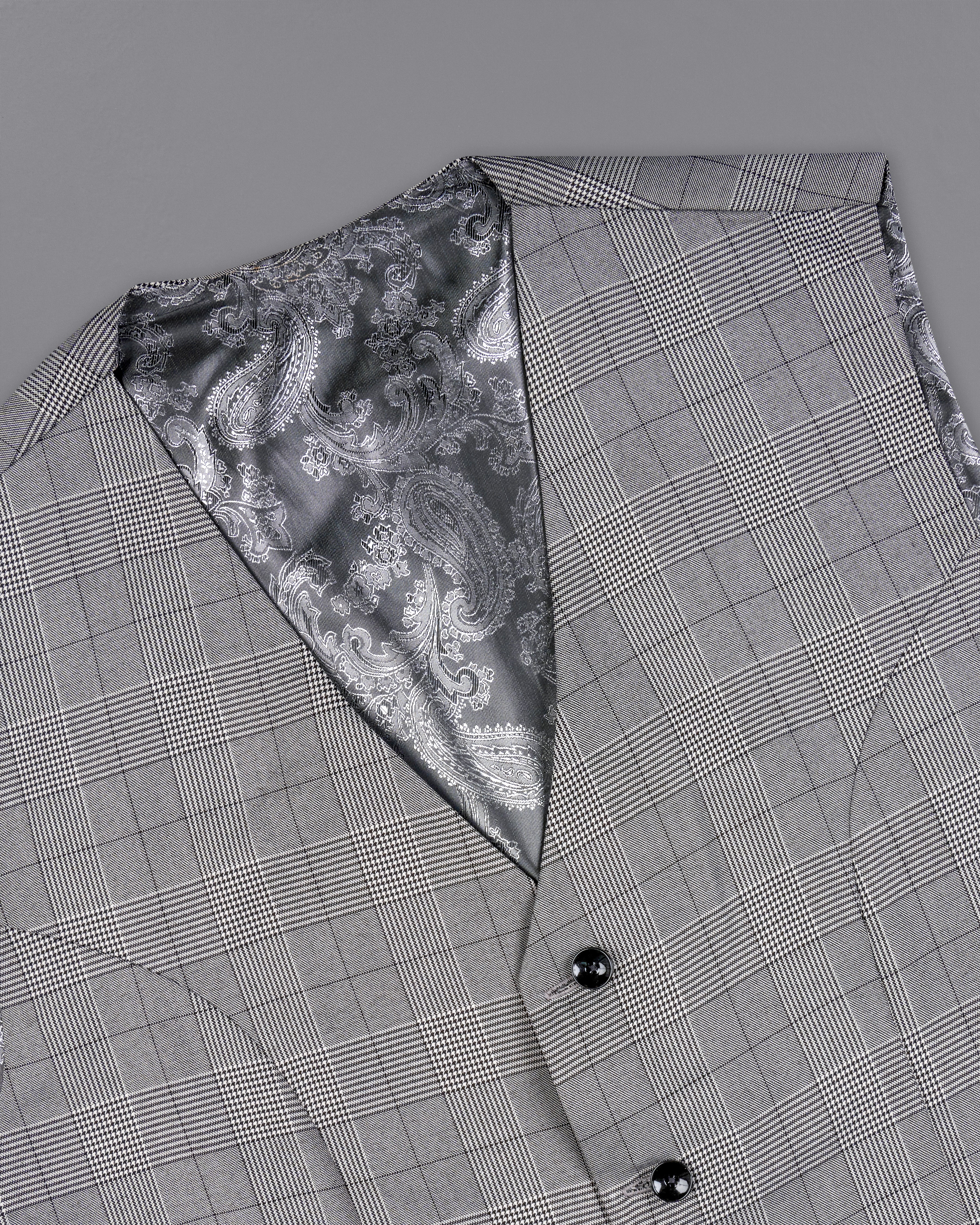 Storm Dust Gray Plaid Single Breasted Suit