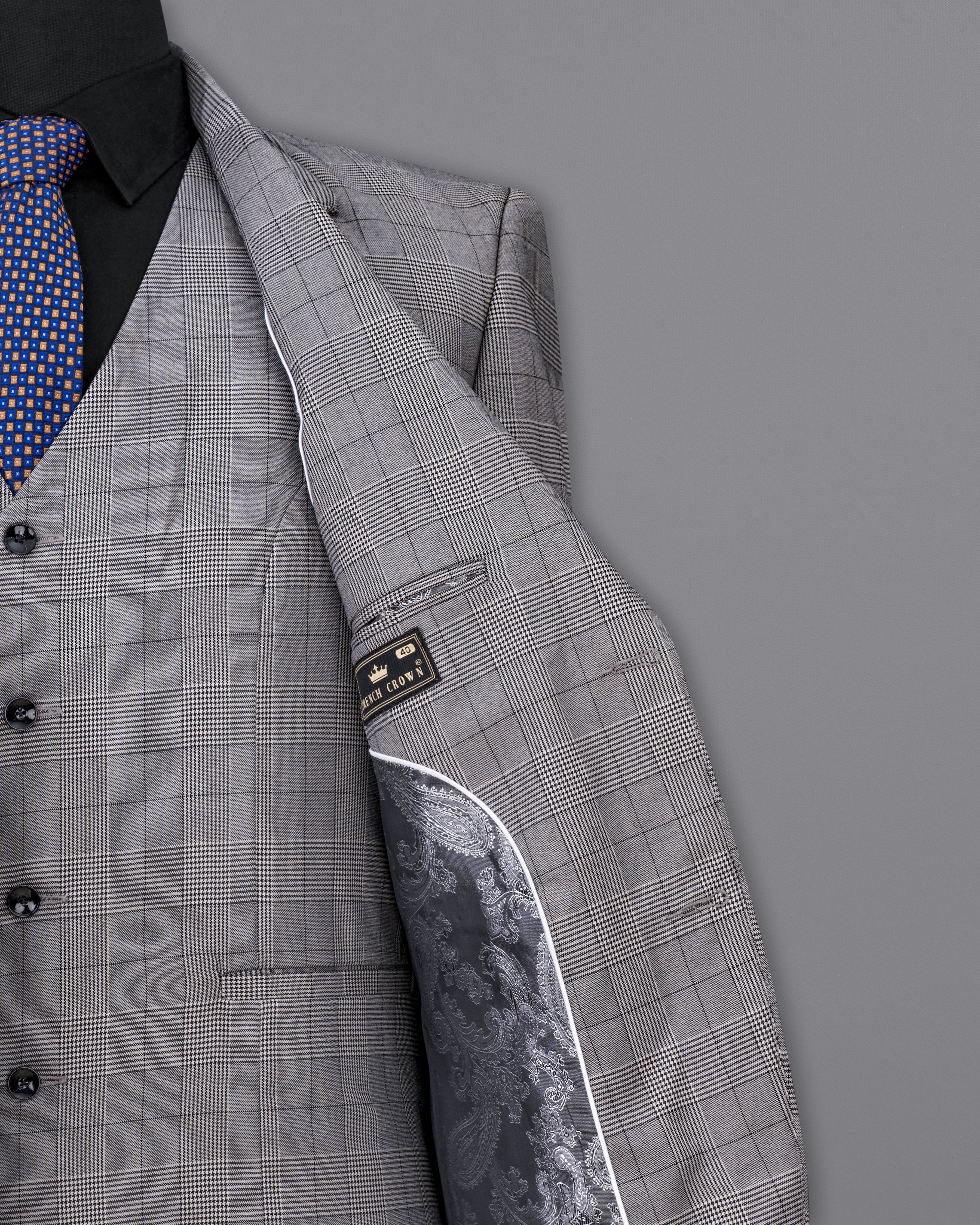 Storm Dust Gray Plaid Single Breasted Suit