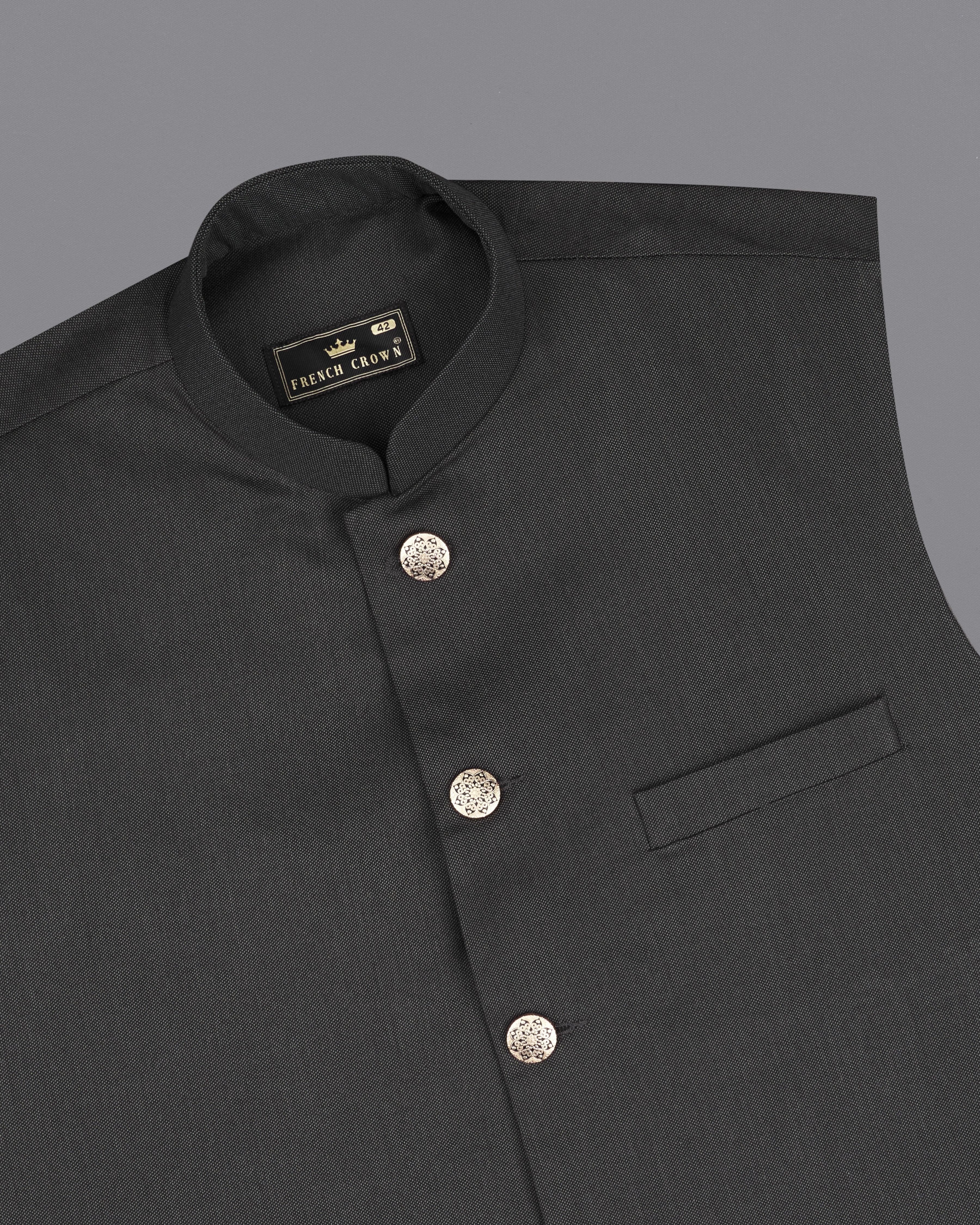 Charcoal Gray Premium Cotton Bandhgala Suit