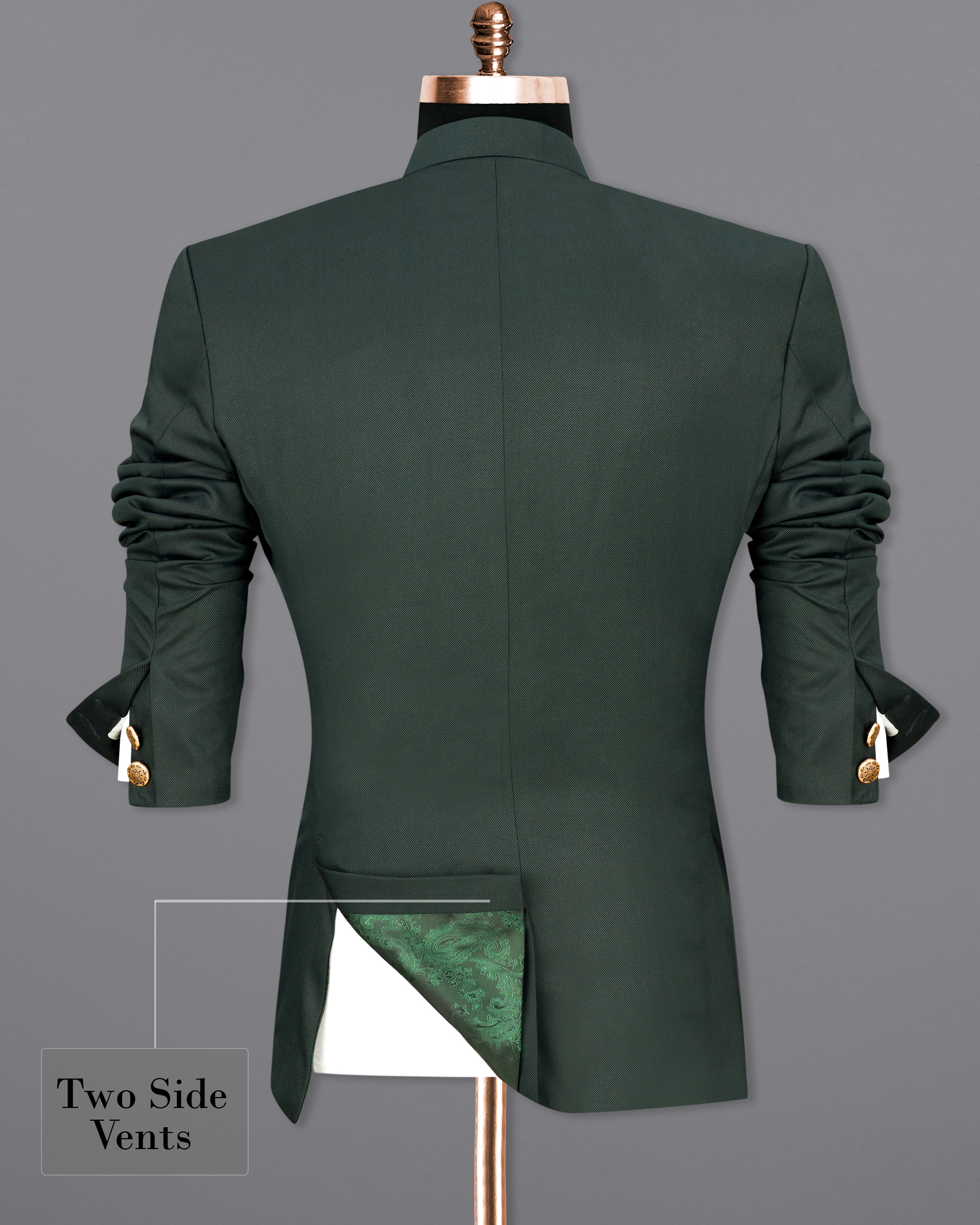 Heavy Metal Green Bandhgala Suit