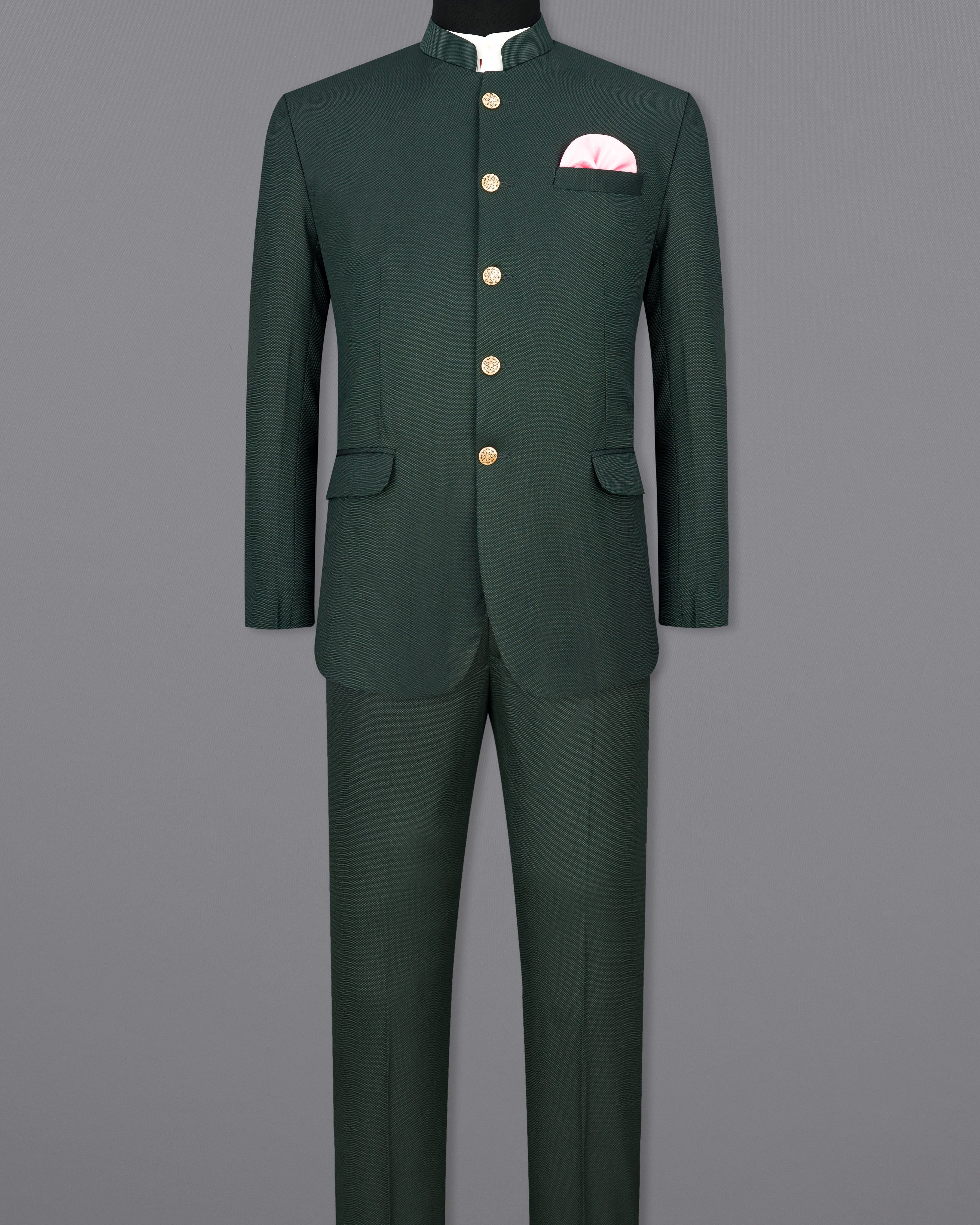 Heavy Metal Green Bandhgala Suit